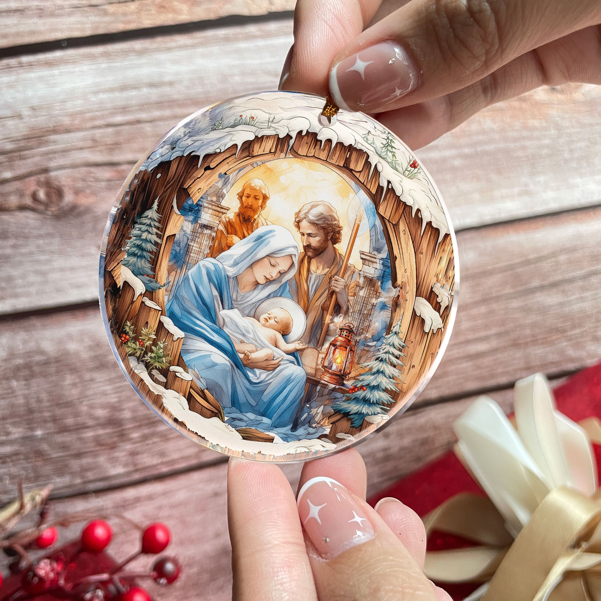 Nativity Ornament Christmas Ornament - Personalized Acrylic Ornament