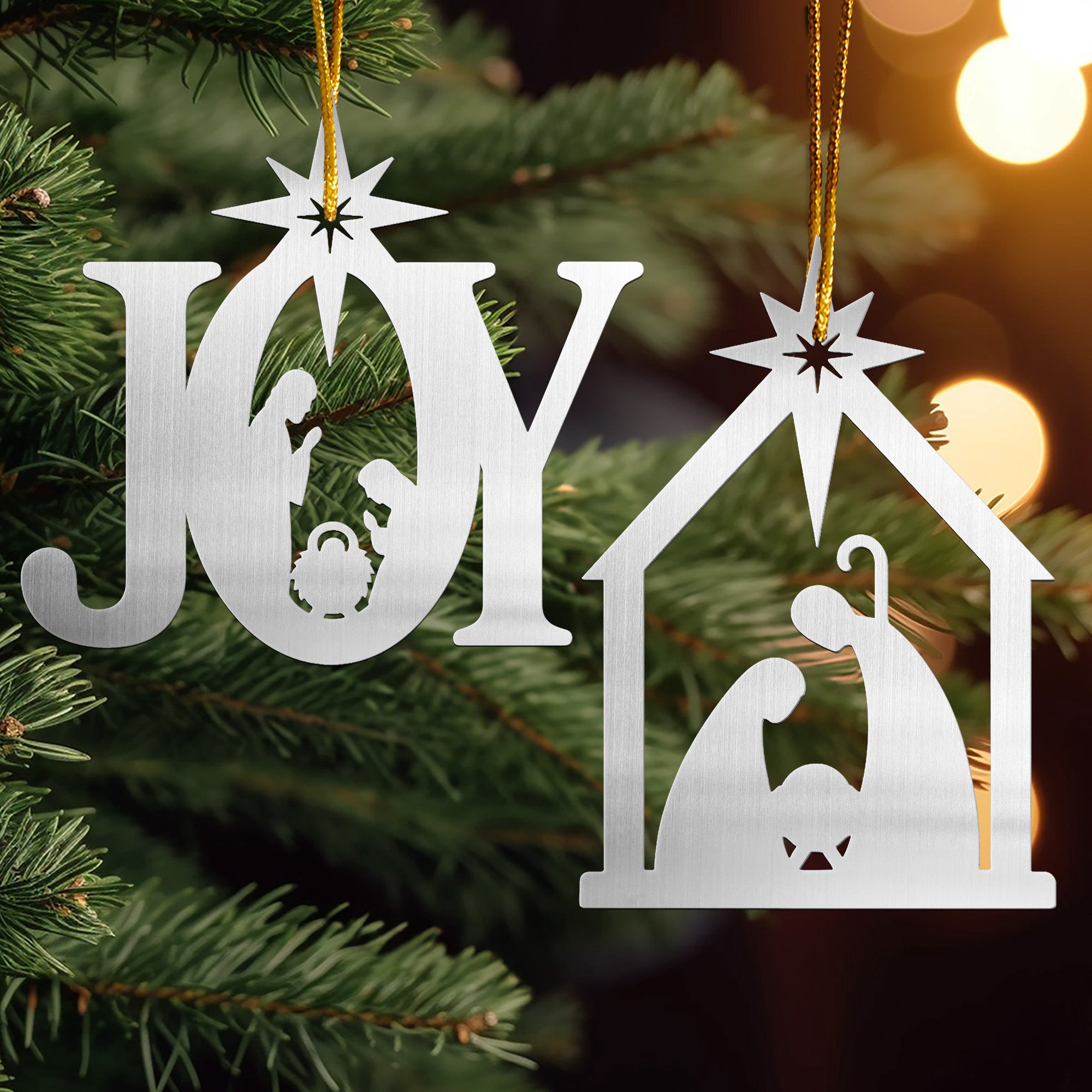 Nativity Scene Christmas Tree Decoration - Personalized Metal Ornament