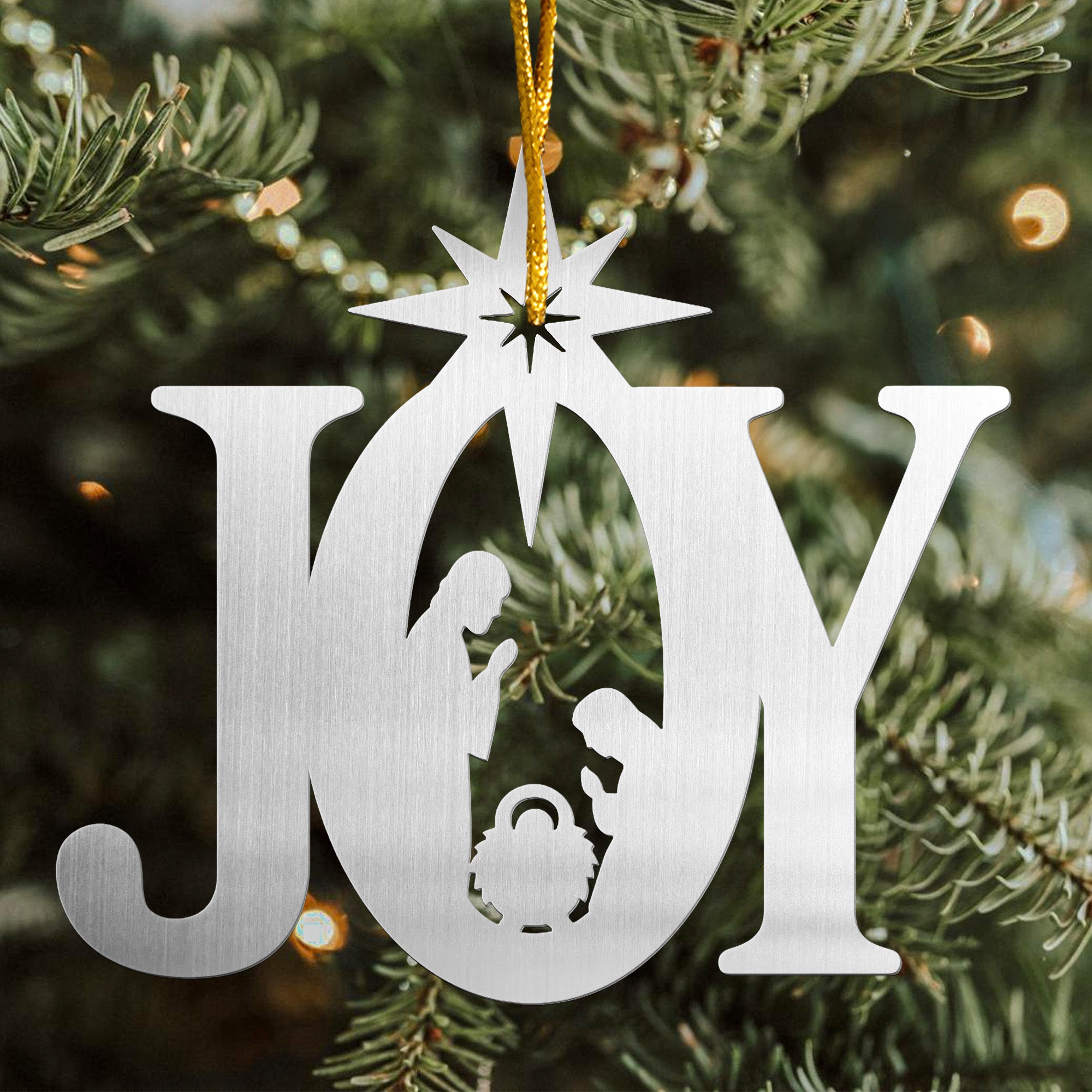 Nativity Scene Christmas Tree Decoration - Personalized Metal Ornament