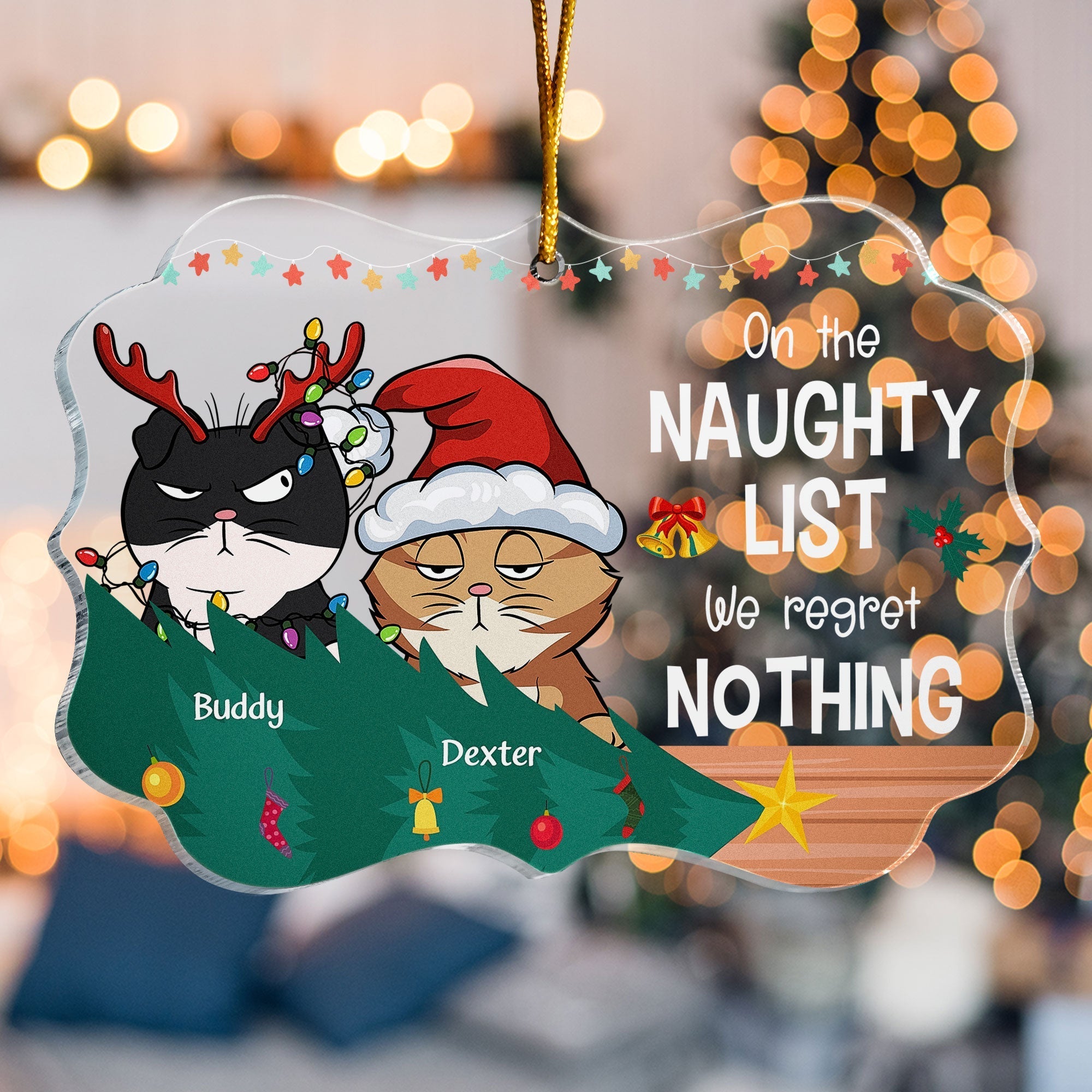 Naughty List - We Regret Nothing - Personalized Acrylic Ornament