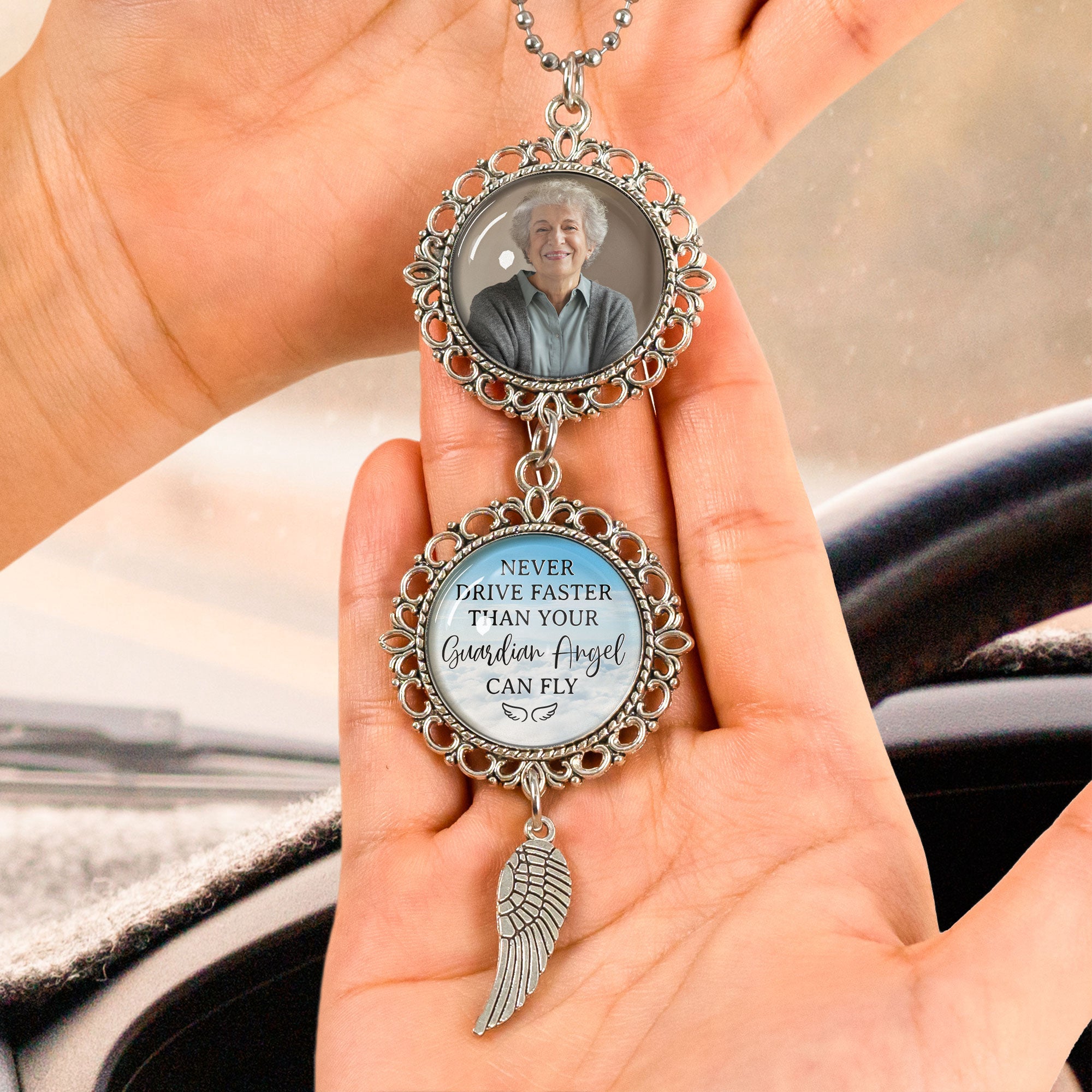 Never-Drive-Faster-Than-Your-Guardian-Angel-Can-Fly-Personalized-Car-Photo-Ornament_2