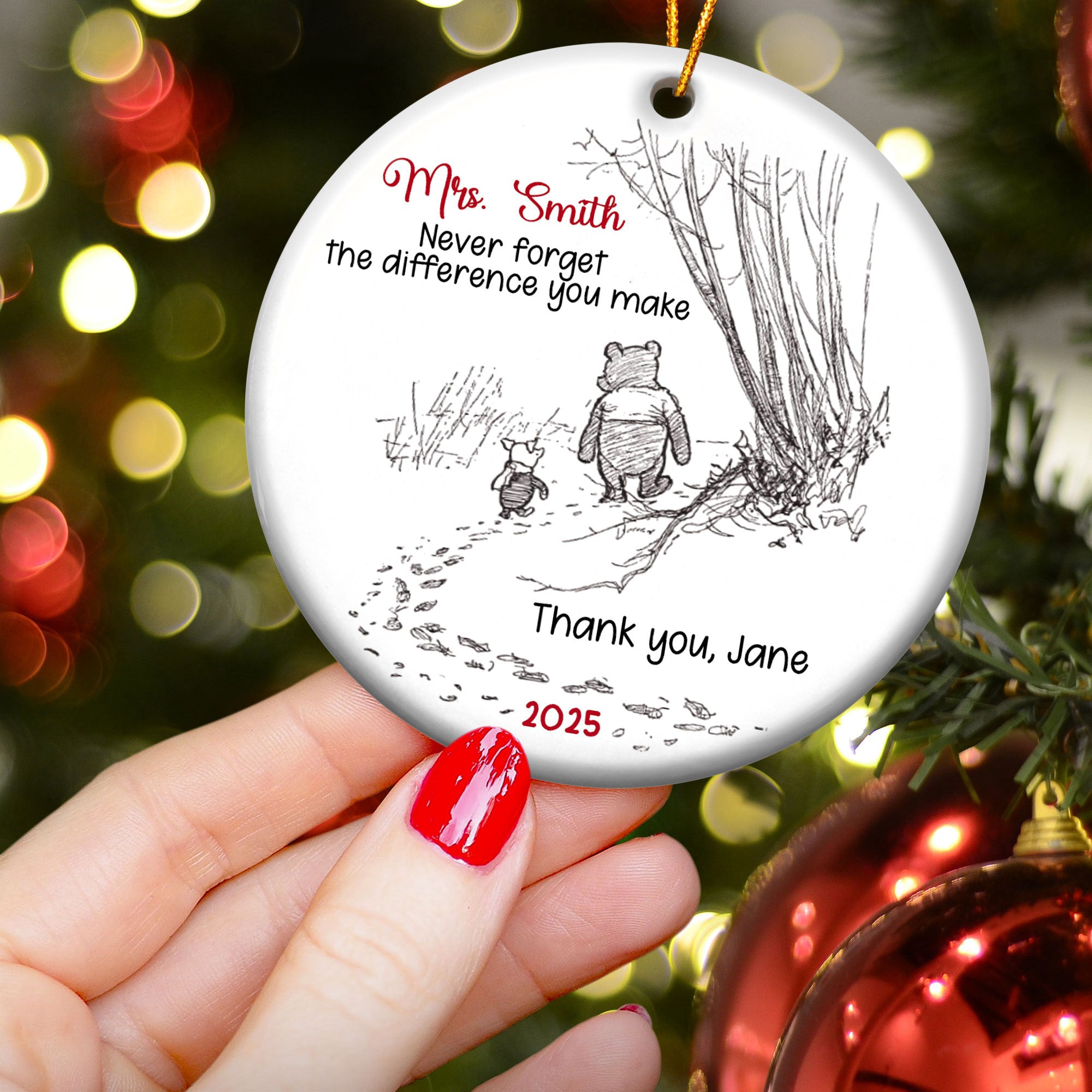 Never Forget The Difference You Make - Thank You Gift - Personalized Ceramic Ornament