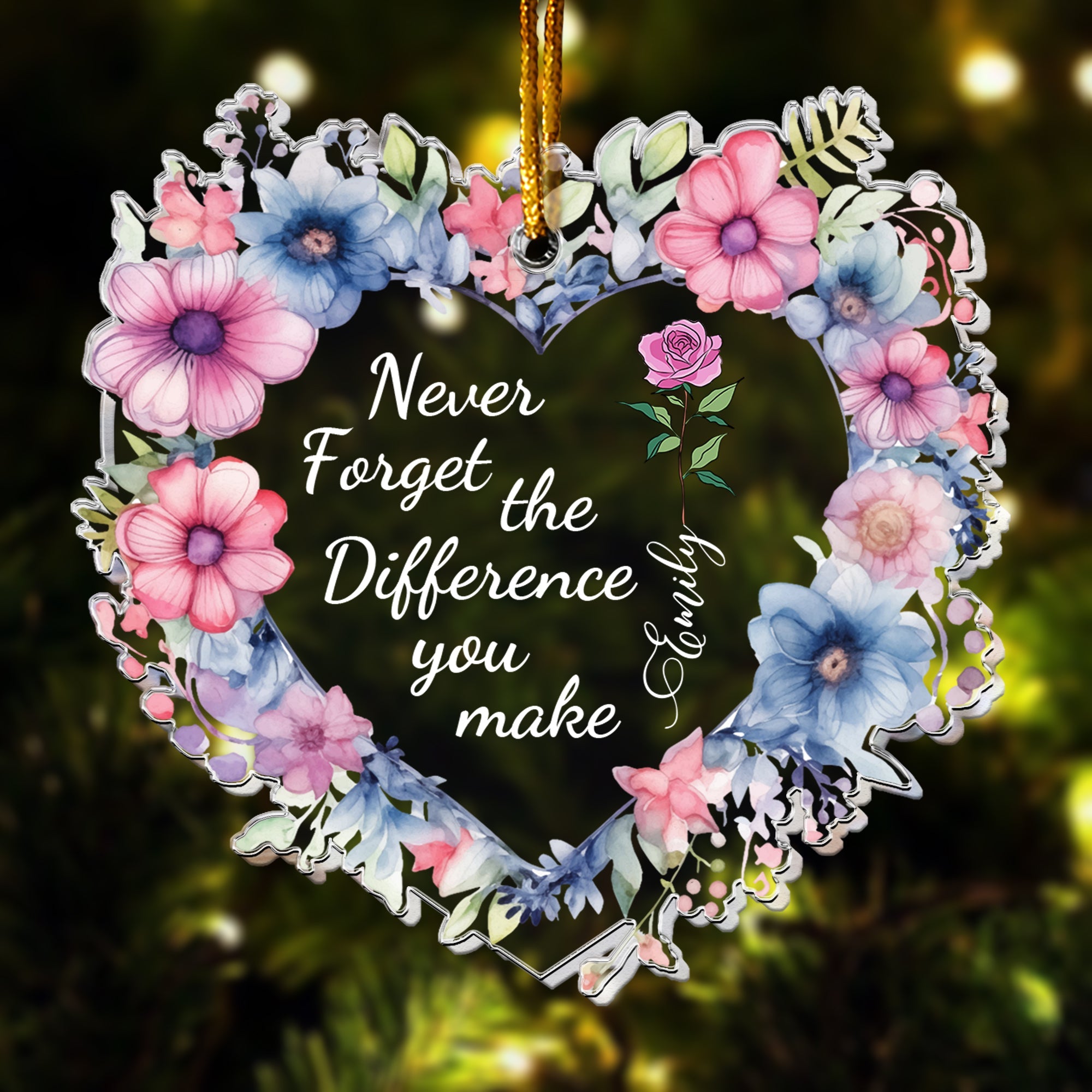 Never Forget The Difference You Make - Thank You Gifts For Boss, Coworkers - Personalized Acrylic Ornament