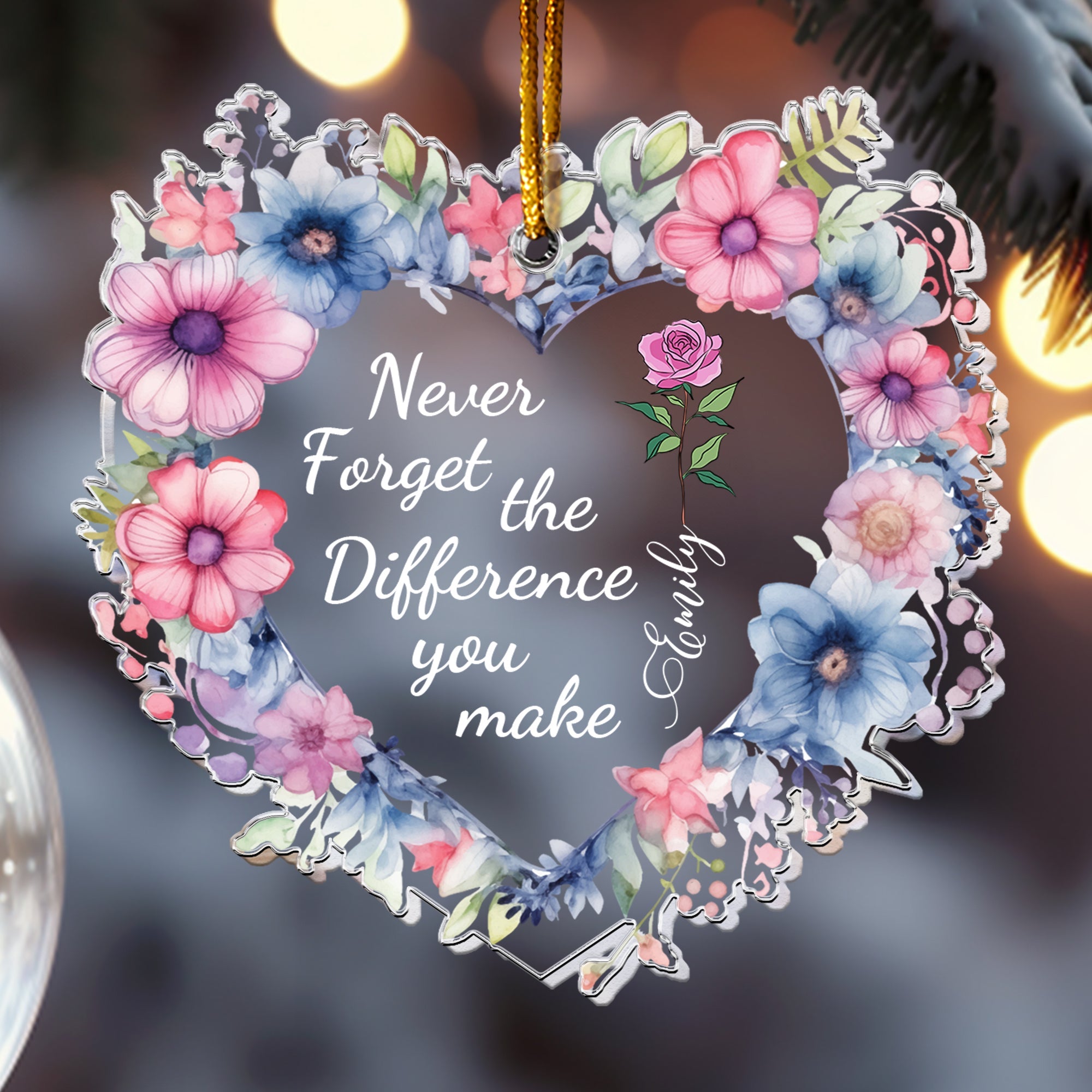 Never Forget The Difference You Make - Thank You Gifts For Boss, Coworkers - Personalized Acrylic Ornament