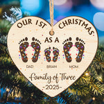 Our First Christmas As A Family Of - Personalized Wooden Ornament