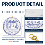 Our First Christmas As A Family Of 3,4,5,6 Toile De Jouy - Personalized Ceramic Ornament