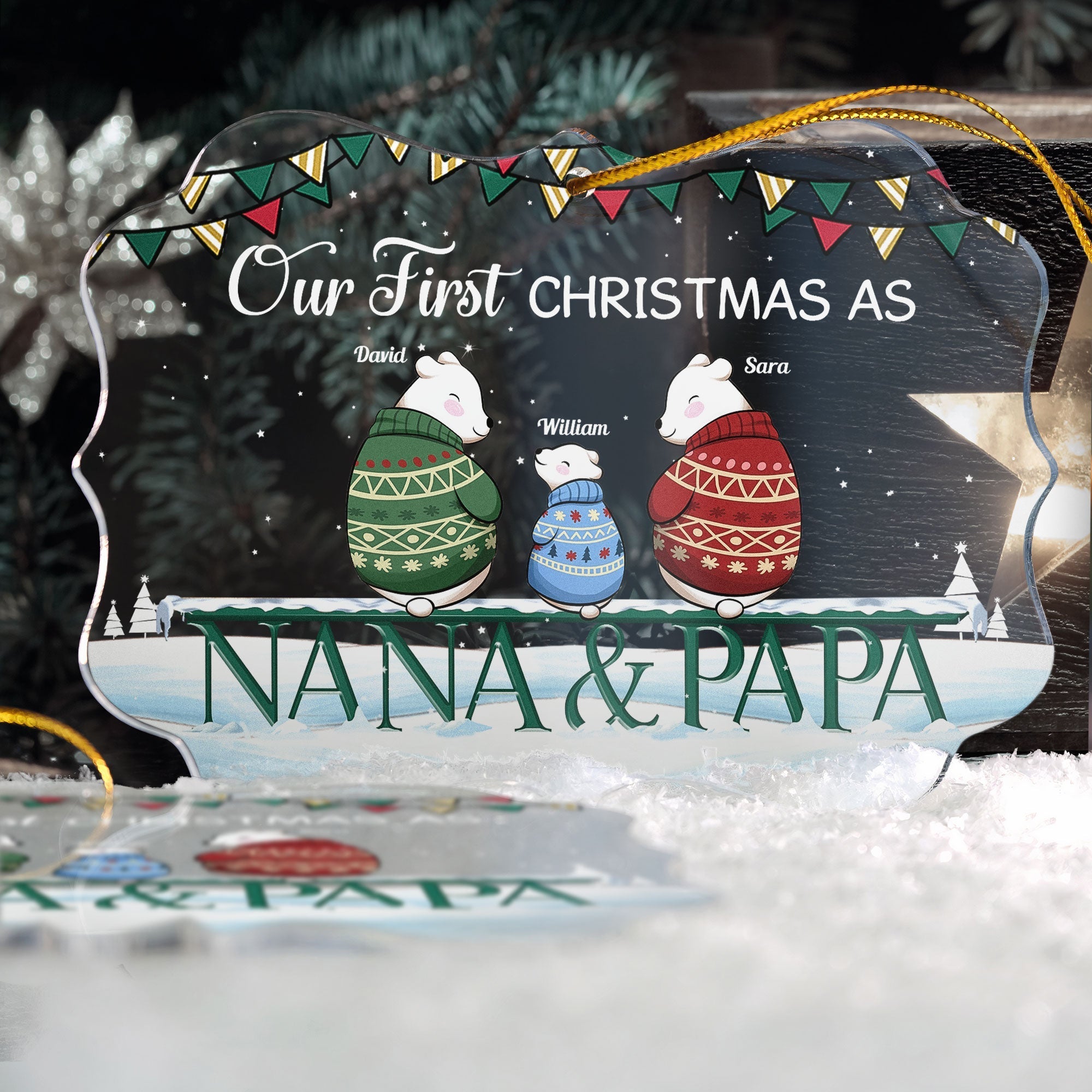 Our First Christmas As Mom & Dad - Personalized Acrylic Ornament - Christmas Gifts For Wife, Husband - First Time Mom Dad