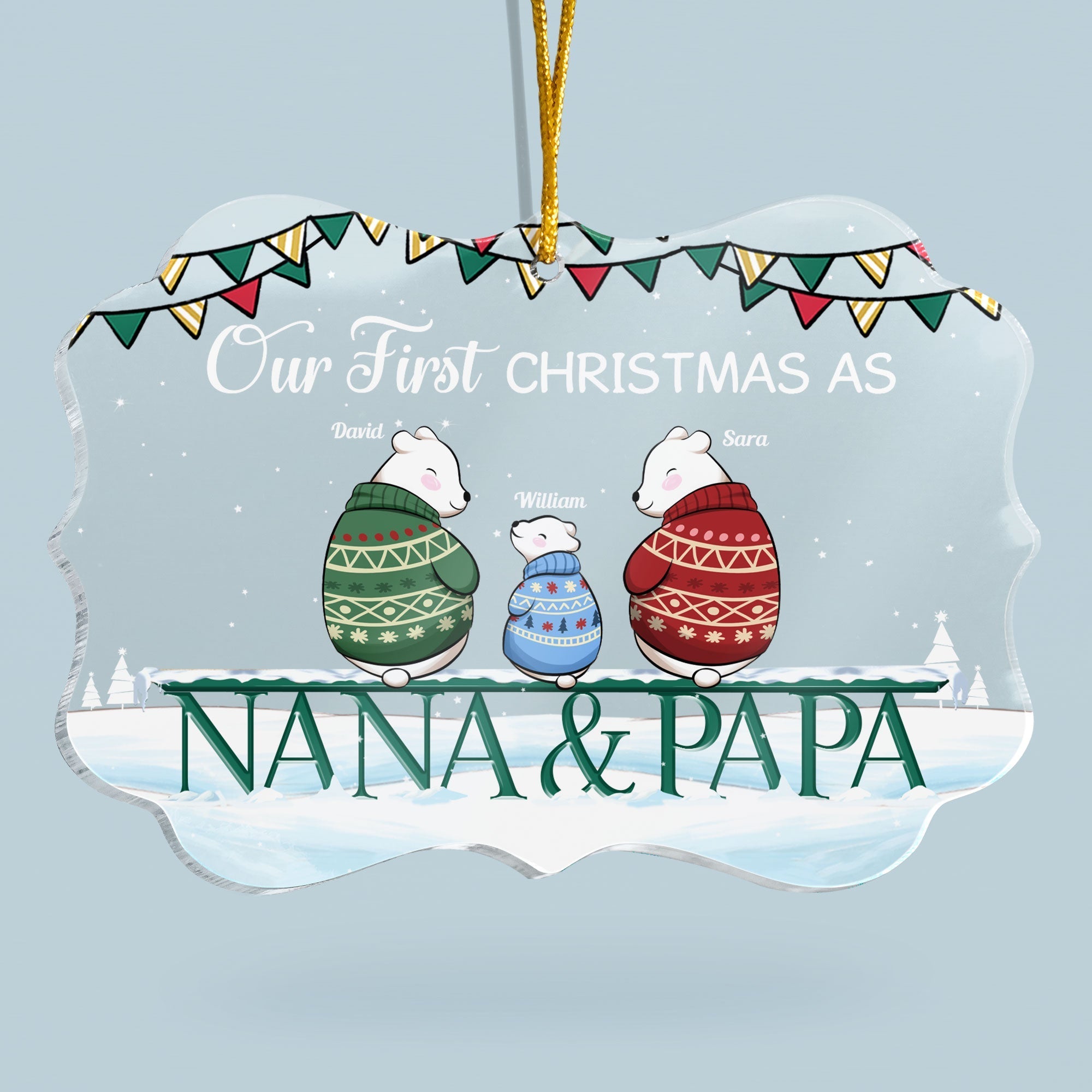 Our First Christmas As Mom & Dad - Personalized Acrylic Ornament - Christmas Gifts For Wife, Husband - First Time Mom Dad