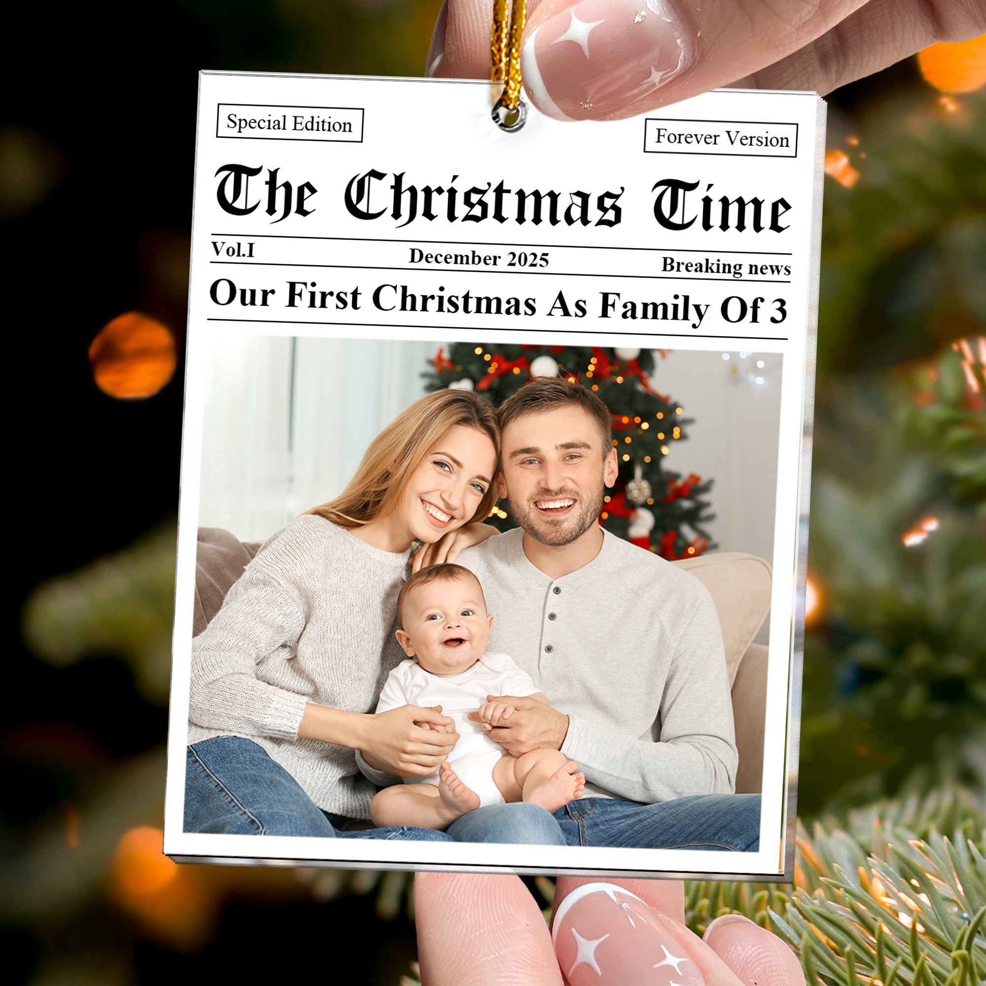 Our First Christmas As, For 1st Baby, New Parents, New Grandparents - Personalized Acrylic Photo Ornament