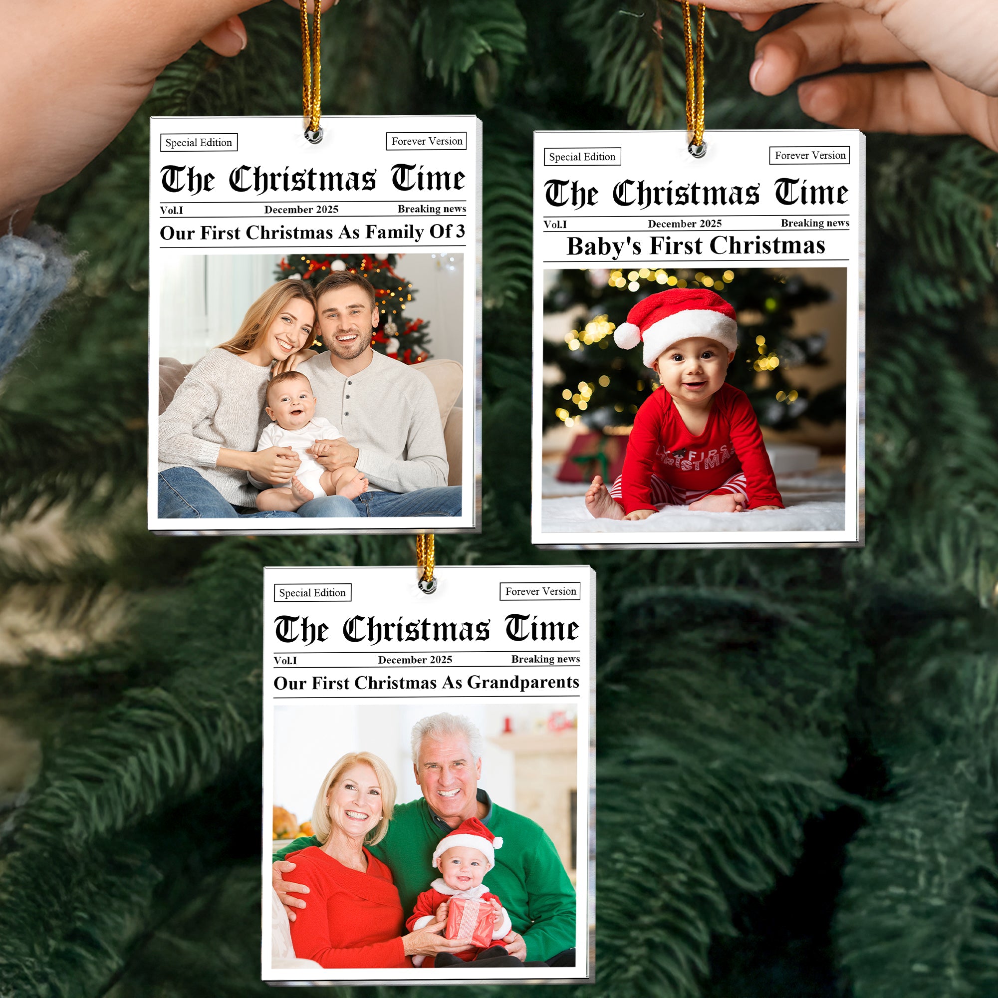 Our First Christmas As, For 1st Baby, New Parents, New Grandparents - Personalized Acrylic Photo Ornament