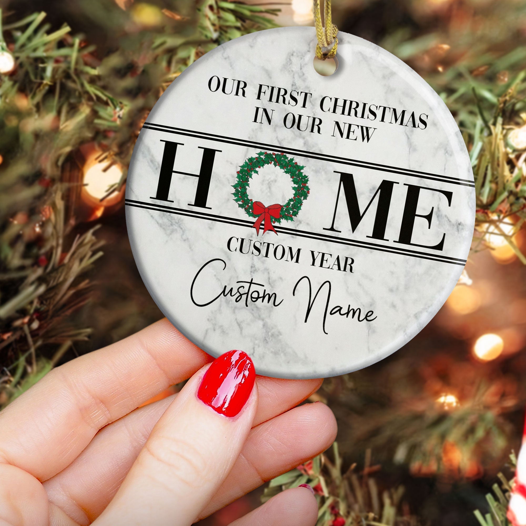 Our First Christmas In Our New Home - Personalized Ceramic Ornament - Christmas gift for Friends and Family