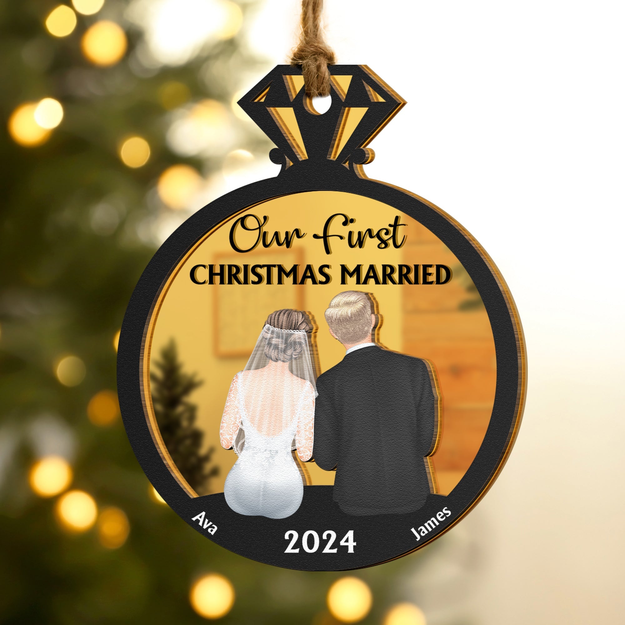 Our First Christmas Married - Personalized Mirror Ornament