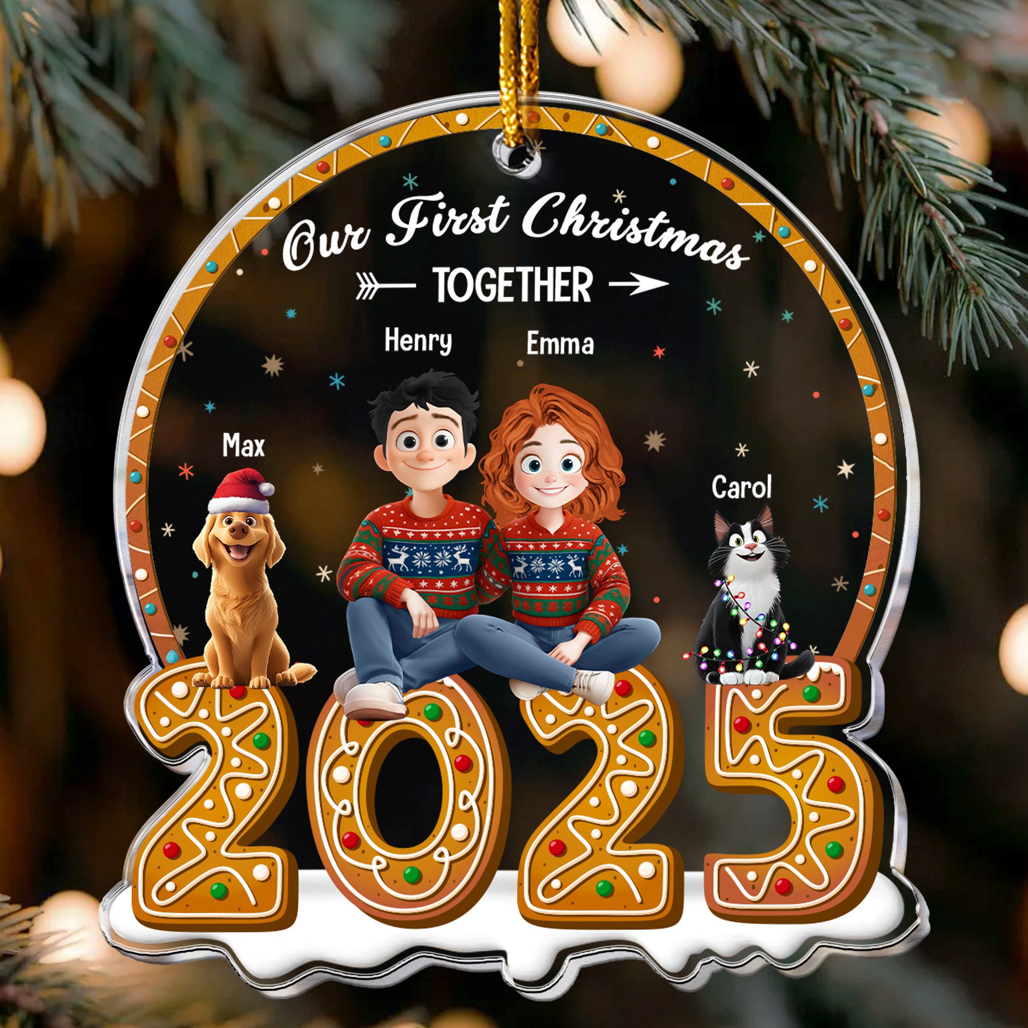 Our First Christmas Together With Pets New Version - Personalized Acrylic Ornament