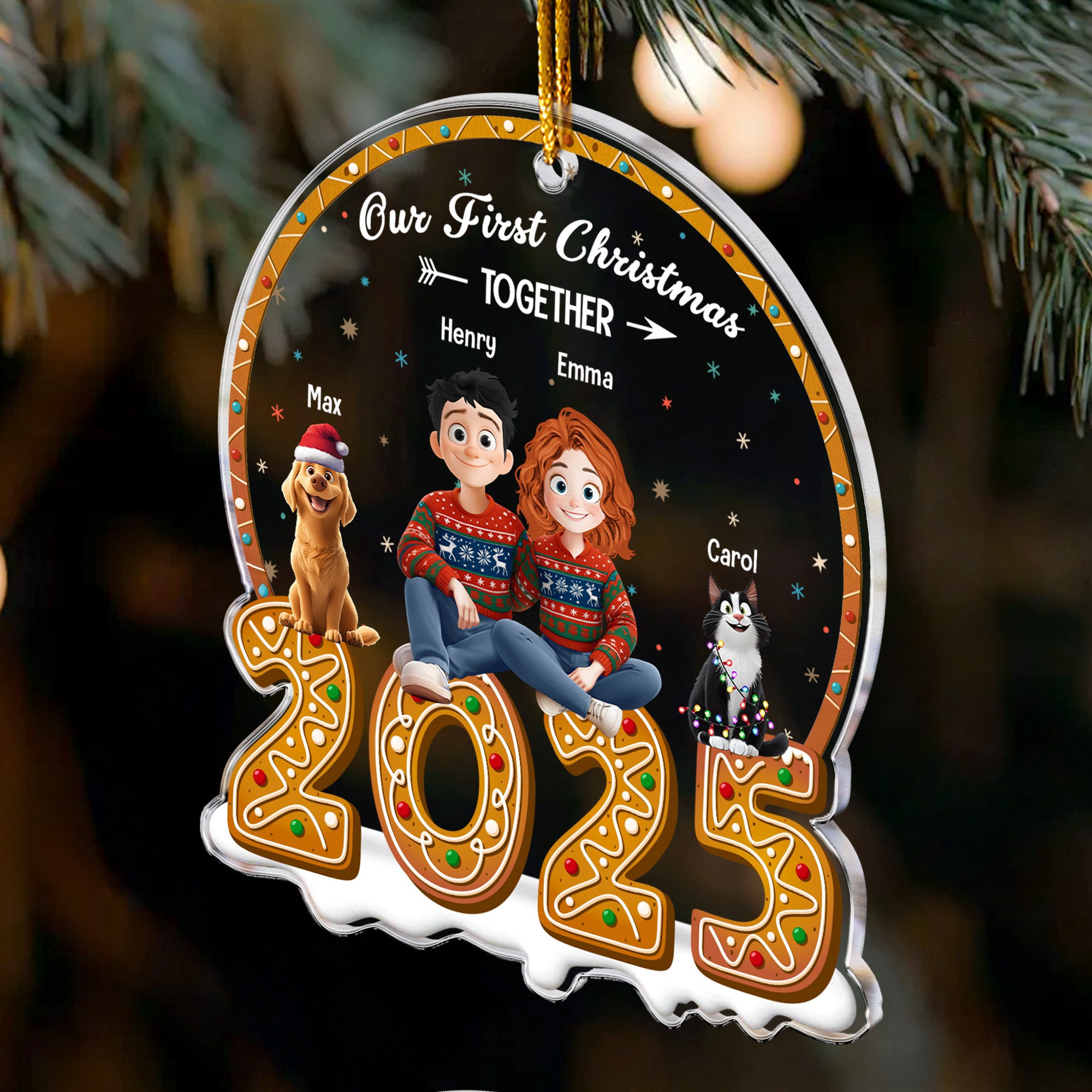 Our First Christmas Together With Pets New Version - Personalized Acrylic Ornament
