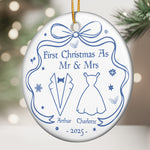 Our First Christmas Toile De Jouy - Personalized Ceramic Ornament