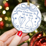 Our First Christmas Toile De Jouy - Personalized Ceramic Ornament