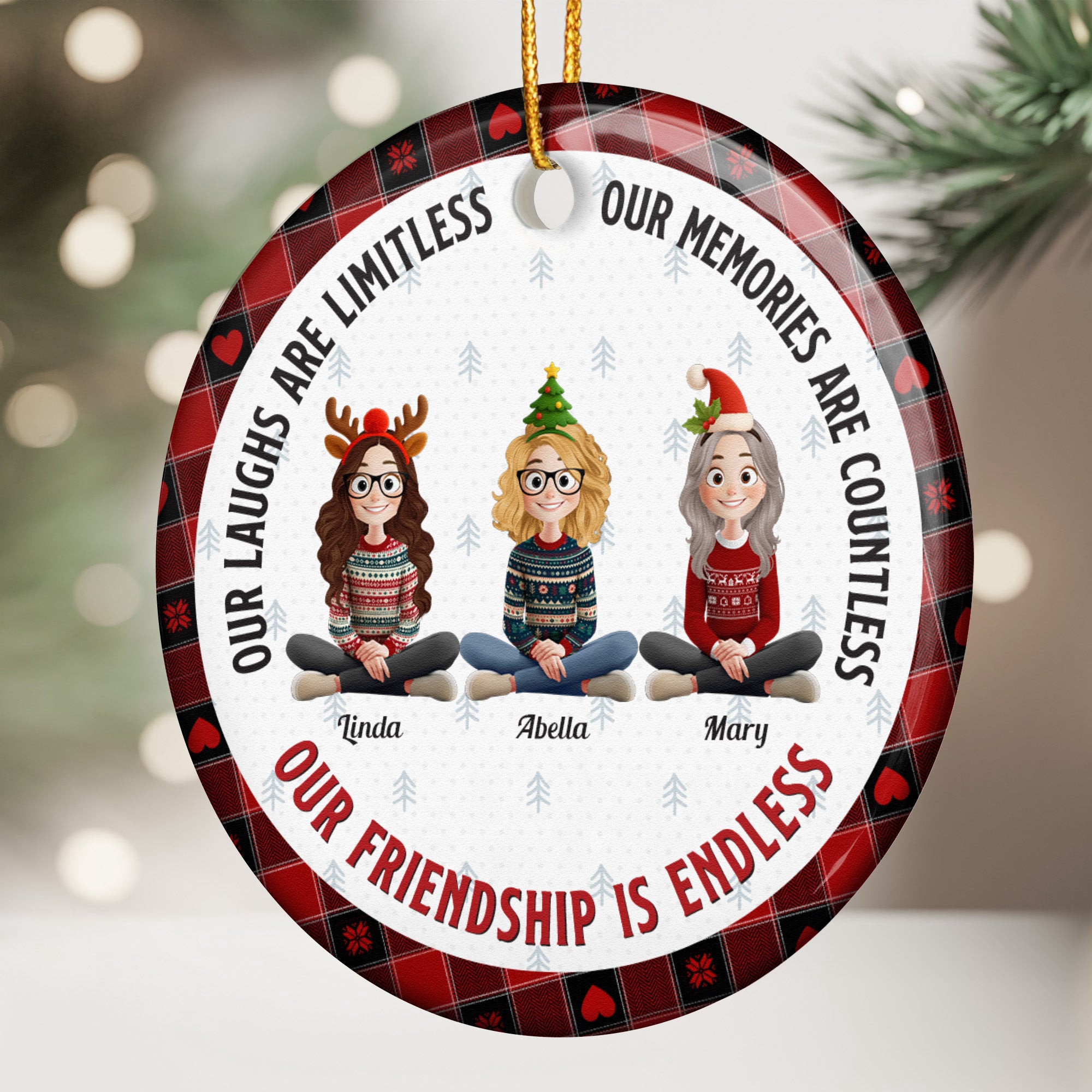 Our Laughs Are Limitless Friendship Christmas Gift - Personalized Ceramic Ornament