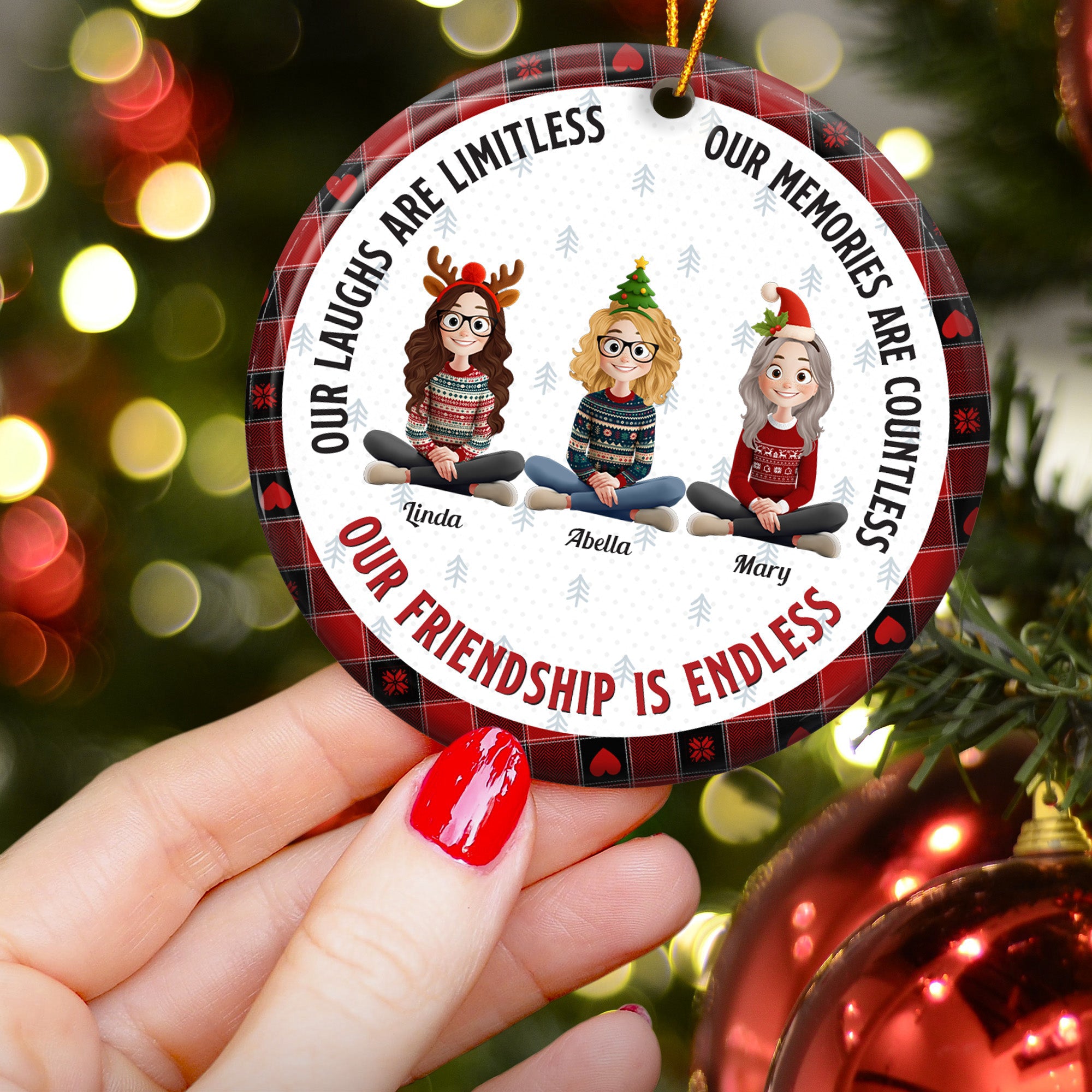 Our Laughs Are Limitless Friendship Christmas Gift - Personalized Ceramic Ornament