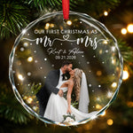 Our_First_Christmas_As_Mr_Mrs_Custom_Newlywed_Couple_Photo_Personalized_Ornament_1