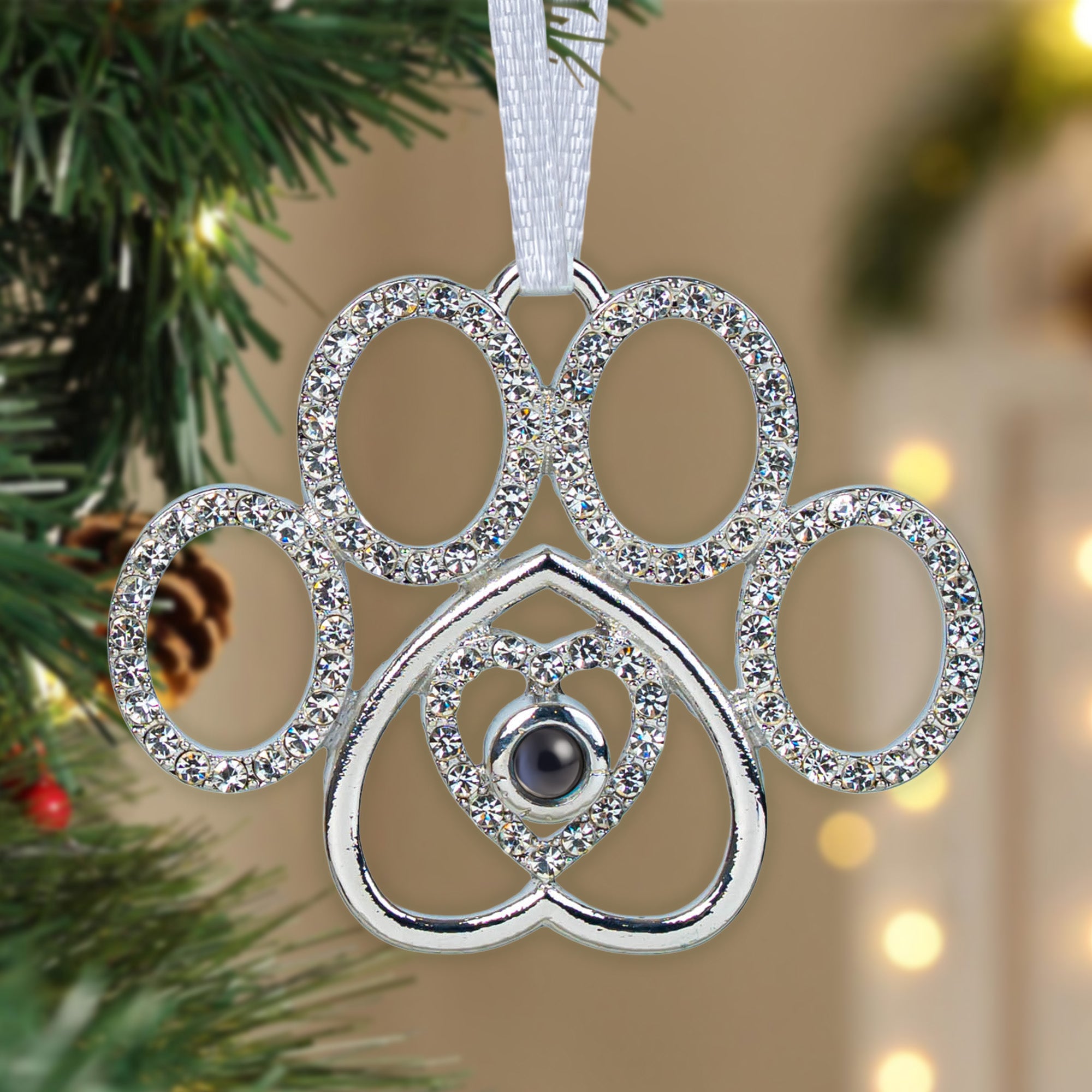 Paw-Shaped Keepsake - Personalized Photo Projection Ornament