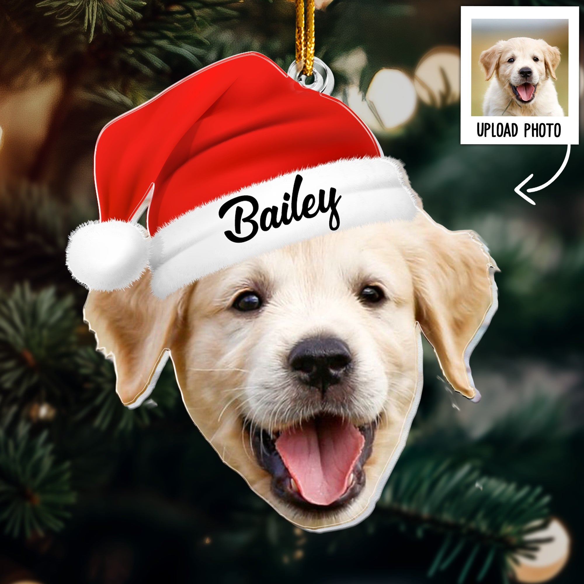 Pet Funny Christmas Face, Personalized Photo Ornament