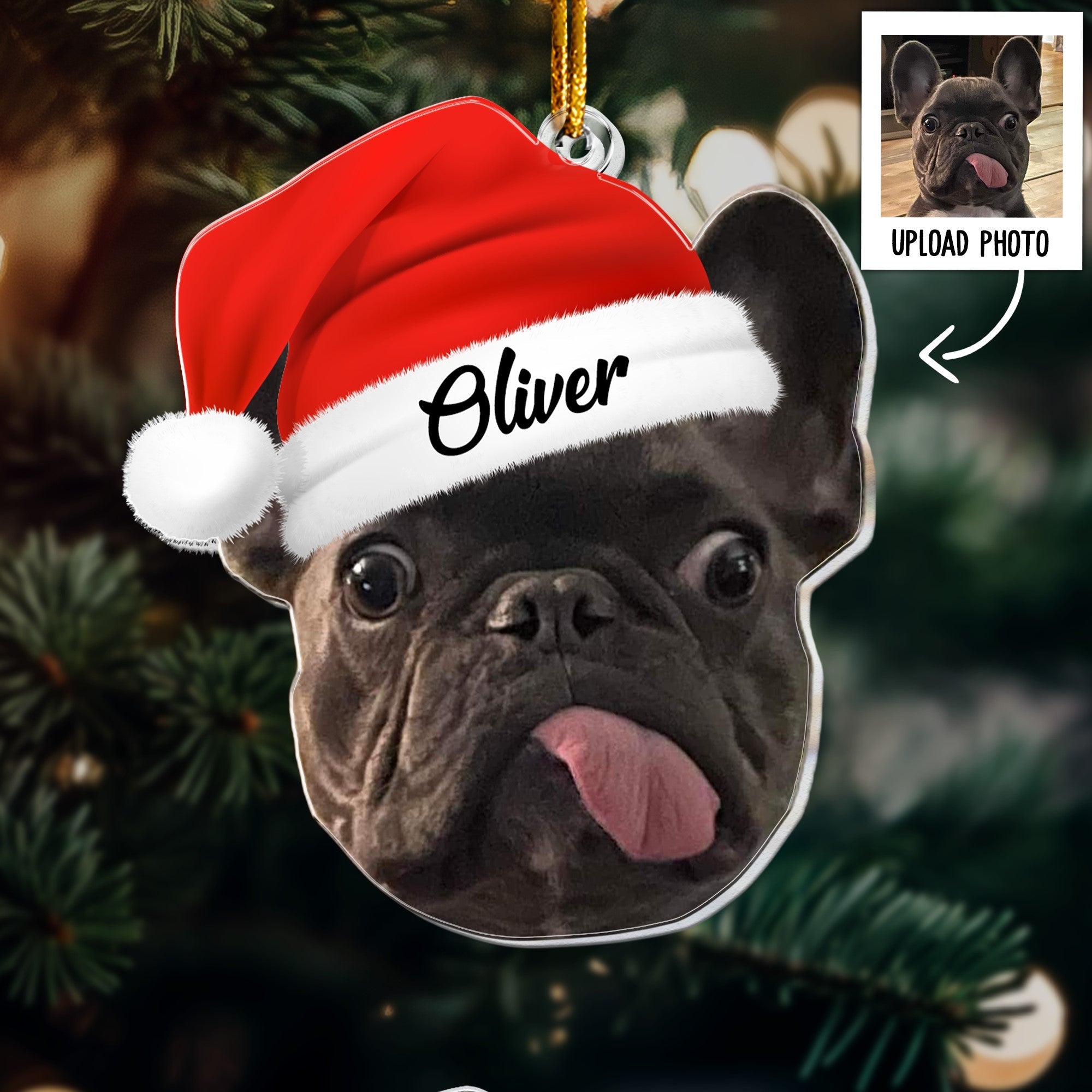 Pet Funny Christmas Face, Personalized Photo Ornament