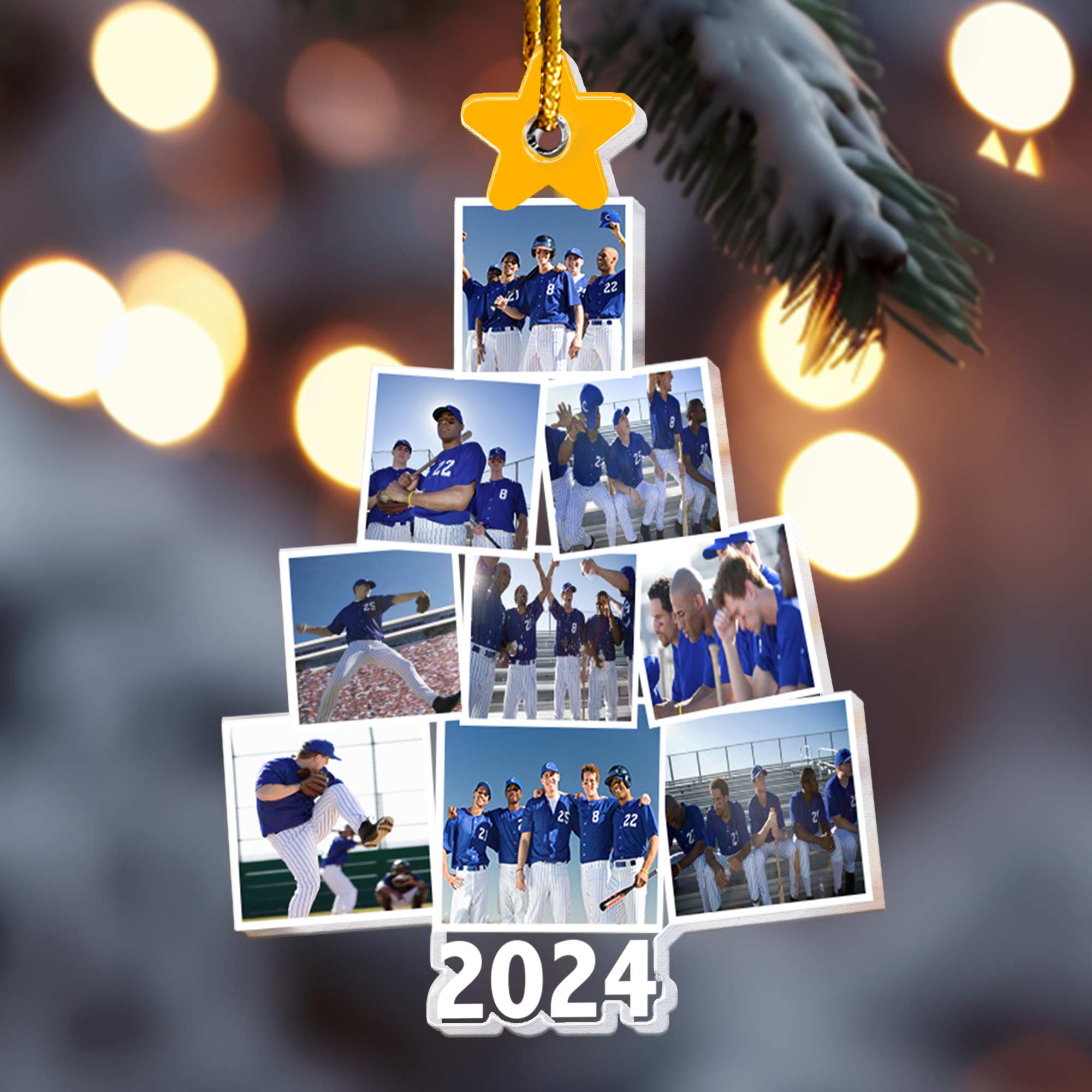 Photo Baseball Team Christmas Tree - Personalized Acrylic Photo Ornament