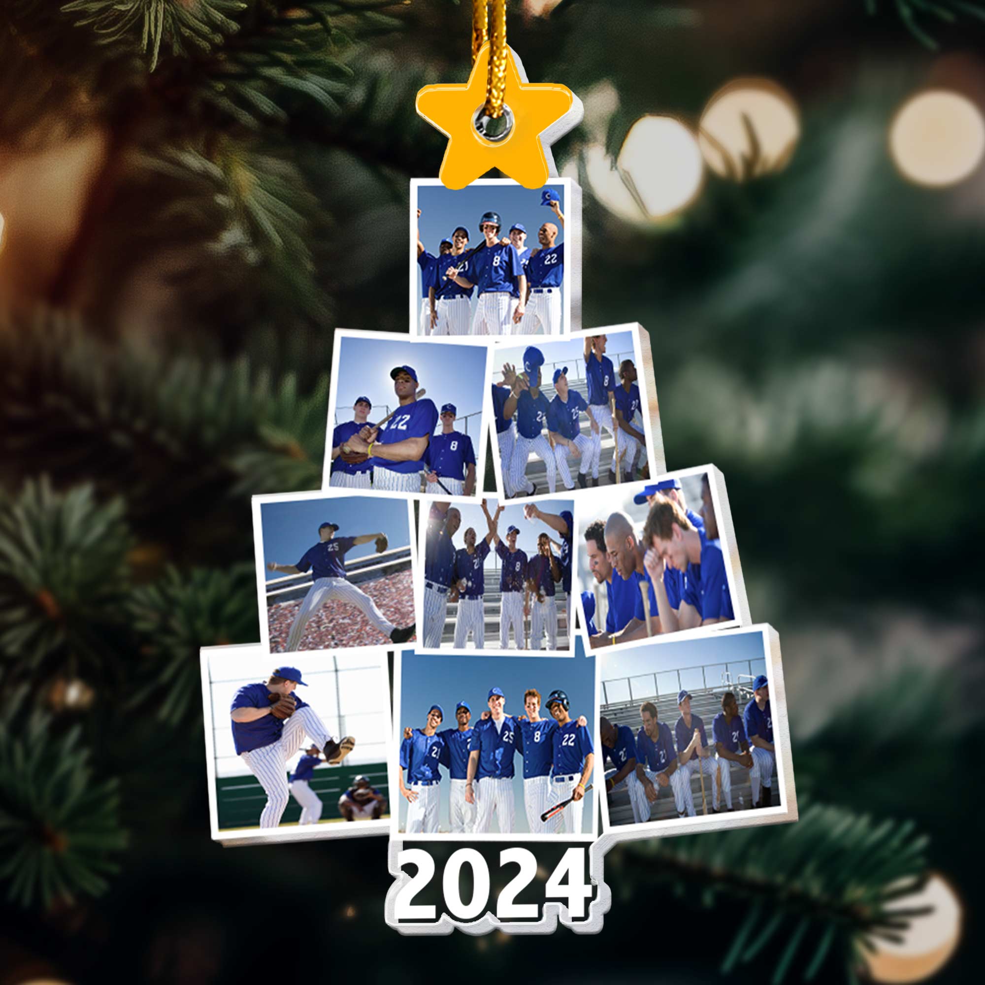 Photo Baseball Team Christmas Tree - Personalized Acrylic Photo Ornament