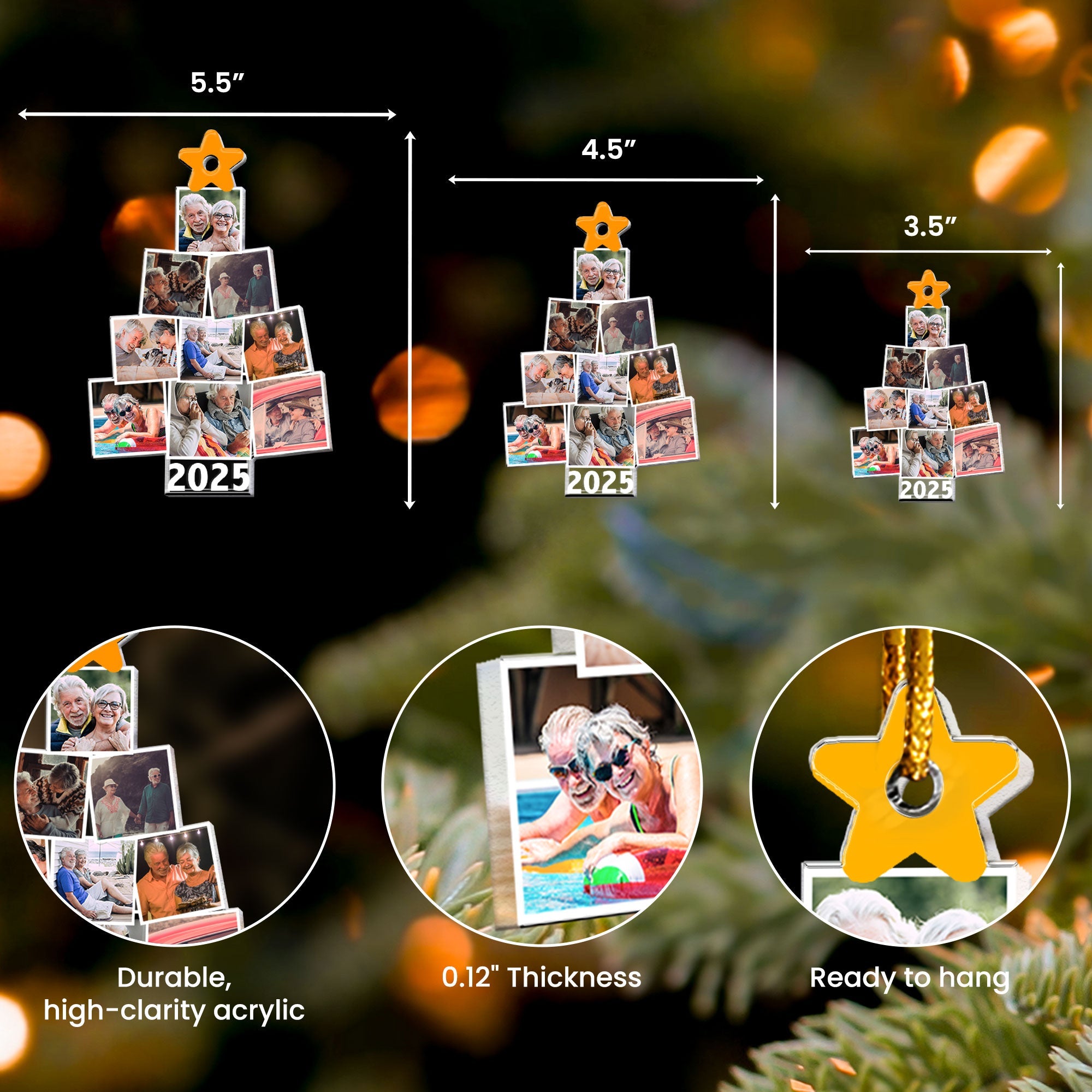 Photo Couple Christmas Tree - Personalized Acrylic Photo Ornament