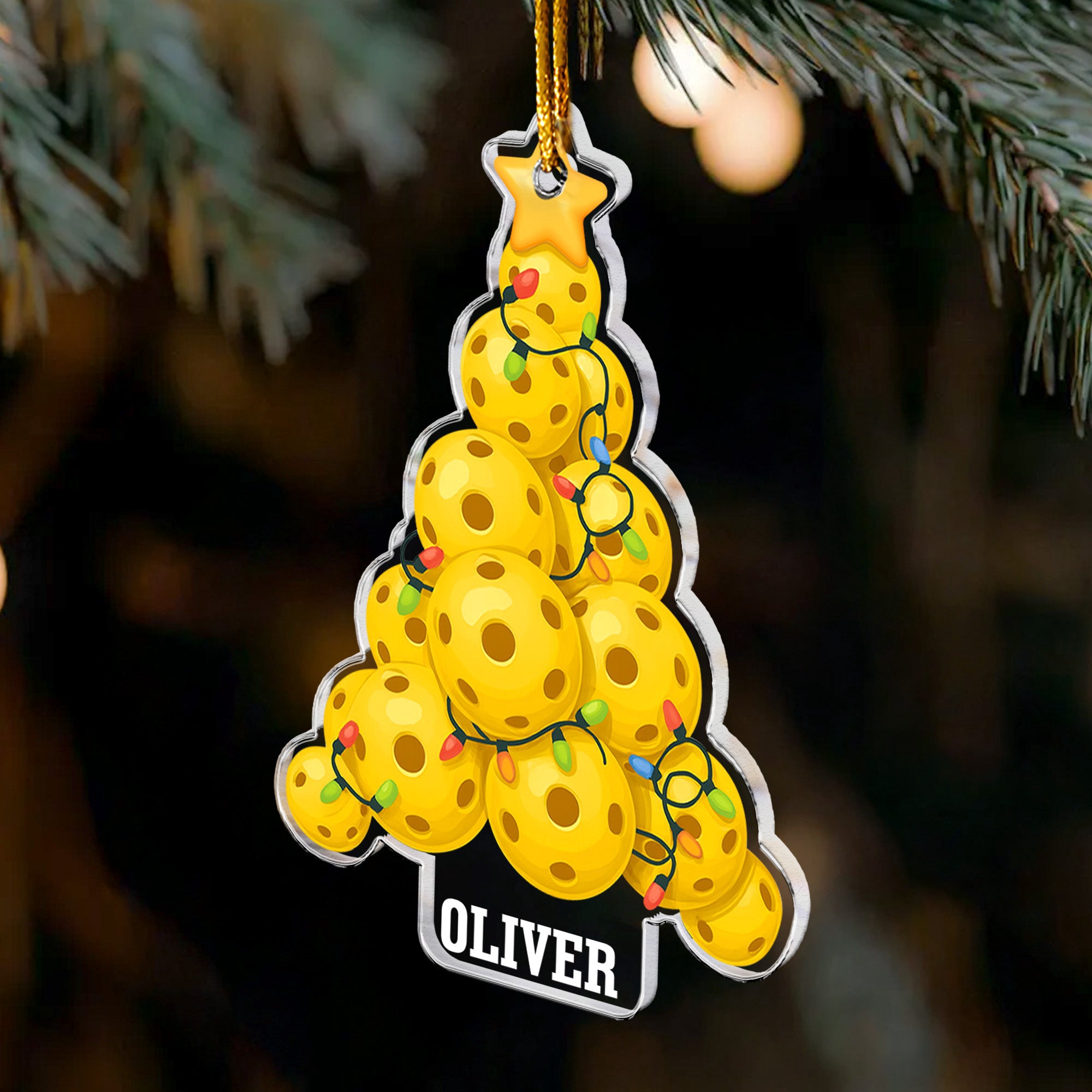 Pickleball Christmas Tree - Personalized Acrylic Ornament