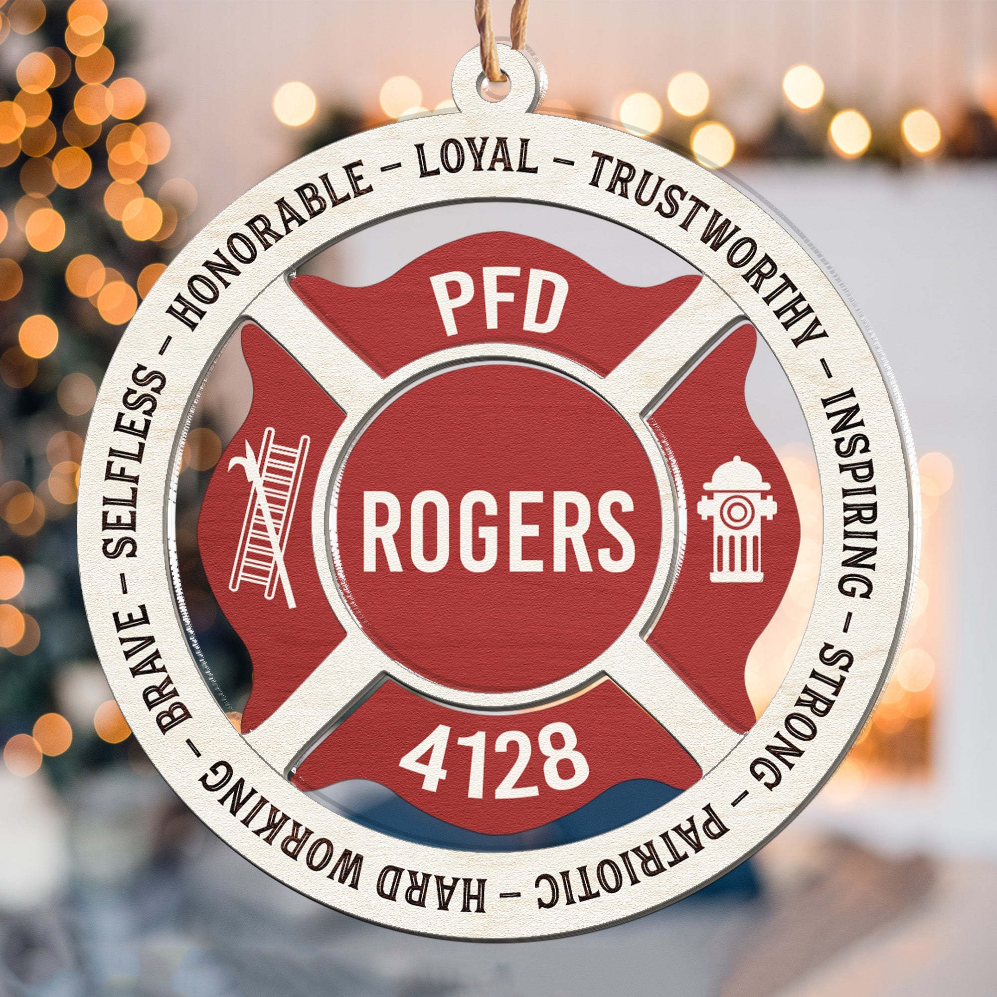 Proud Firefighter - Personalized Wood And Acrylic Ornament
