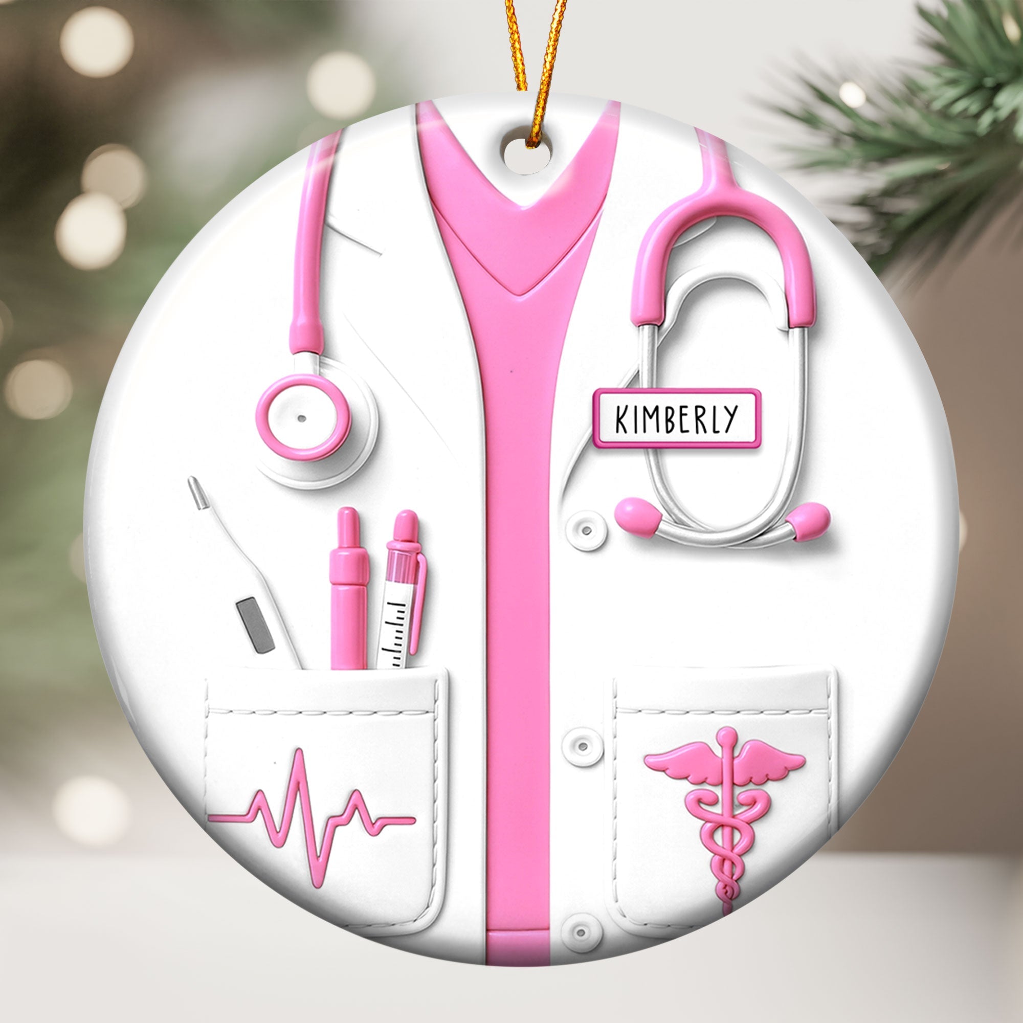 Proud Nurse Custom Scrubs - Gift For Nurse - Personalized Ceramic Ornament