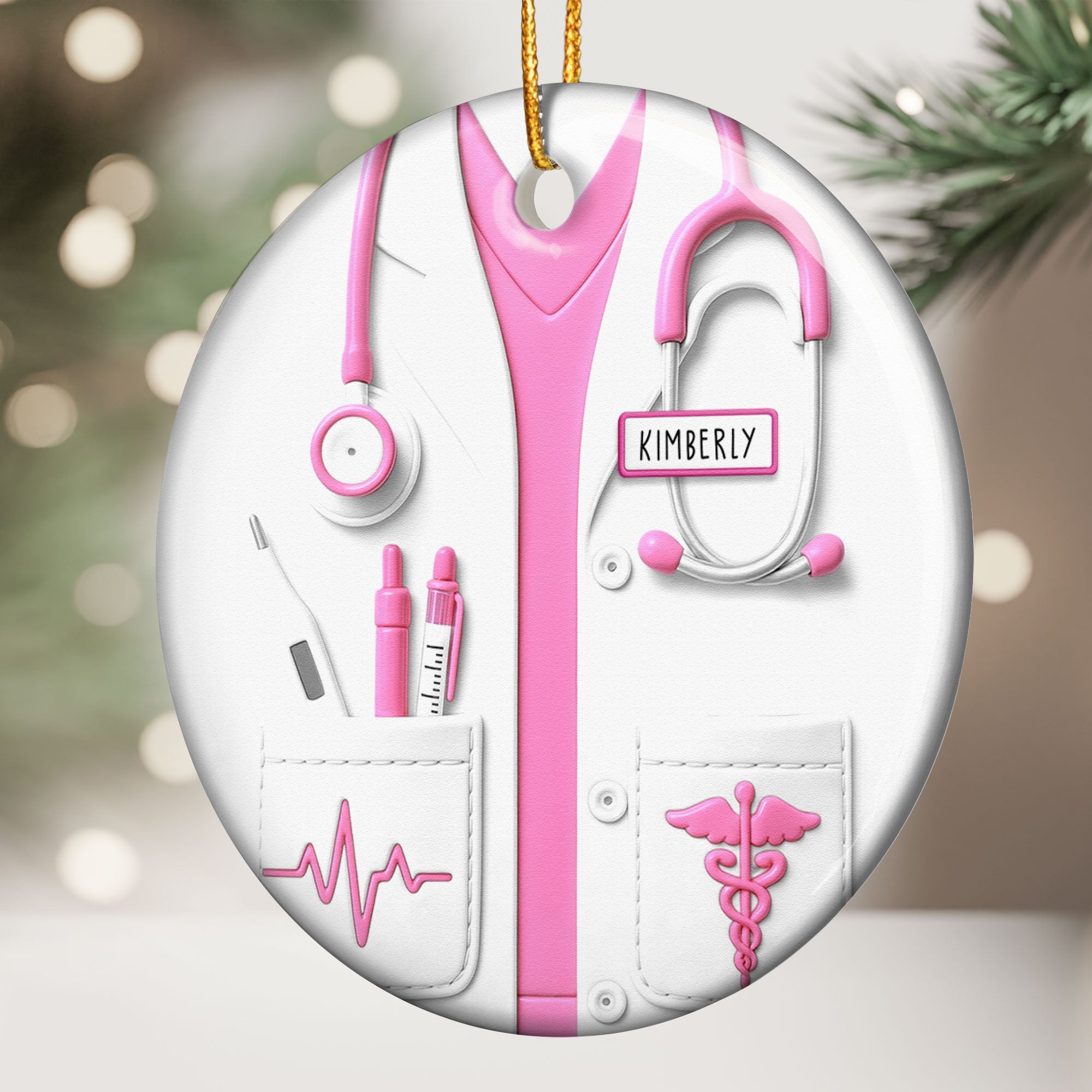 Proud Nurse Custom Scrubs - Gift For Nurse - Personalized Ceramic Ornament