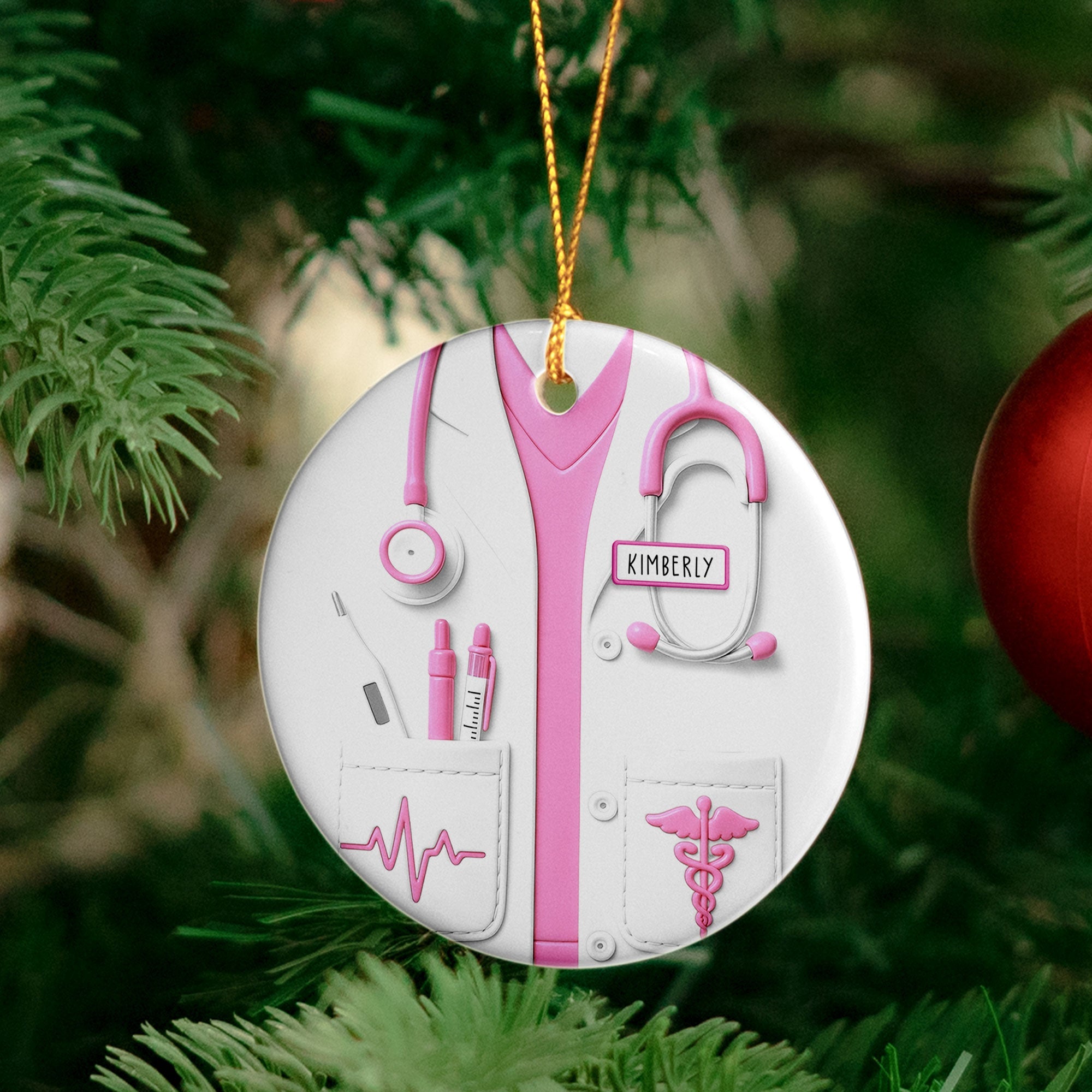 Proud Nurse Custom Scrubs - Gift For Nurse - Personalized Ceramic Ornament
