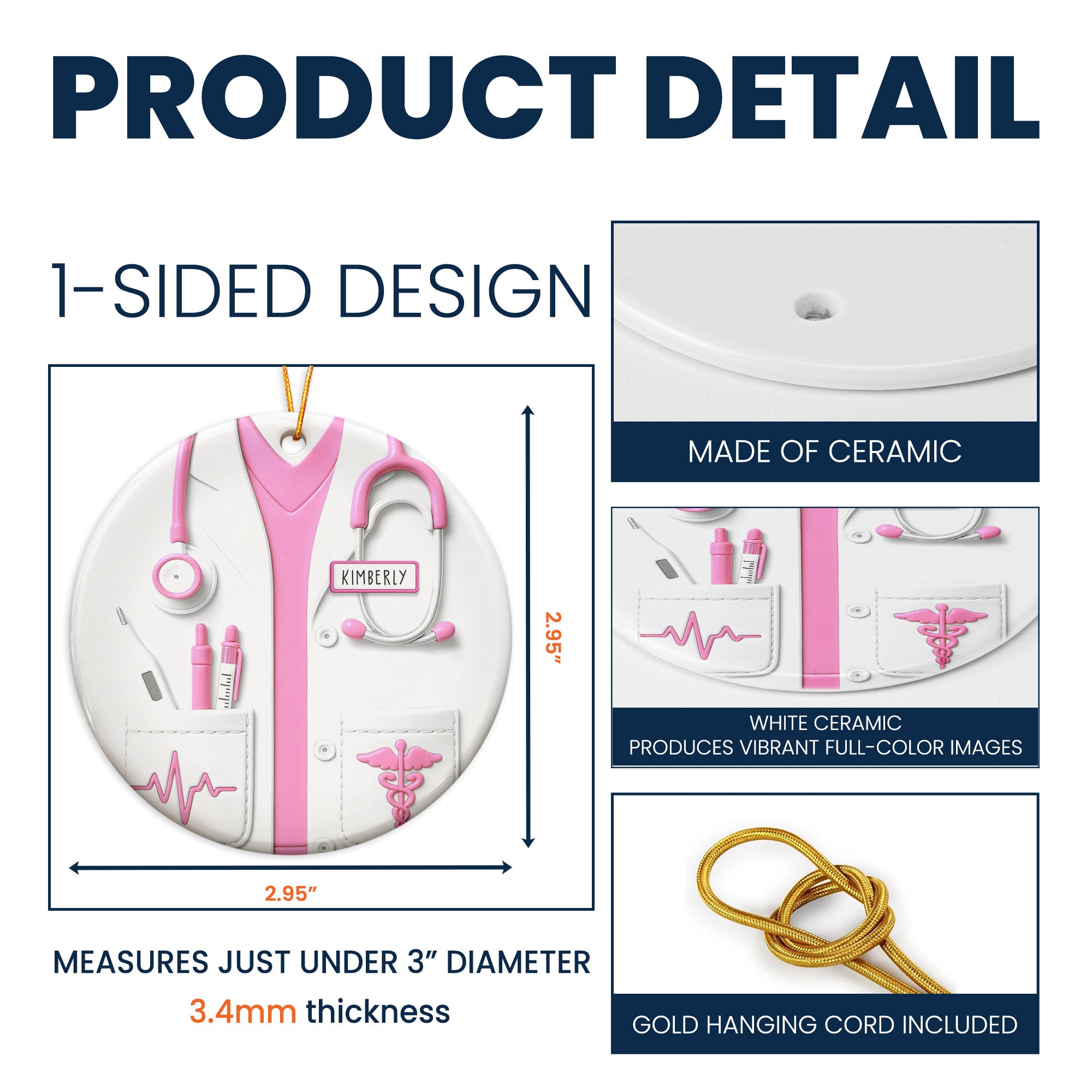 Proud Nurse Custom Scrubs - Gift For Nurse - Personalized Ceramic Ornament