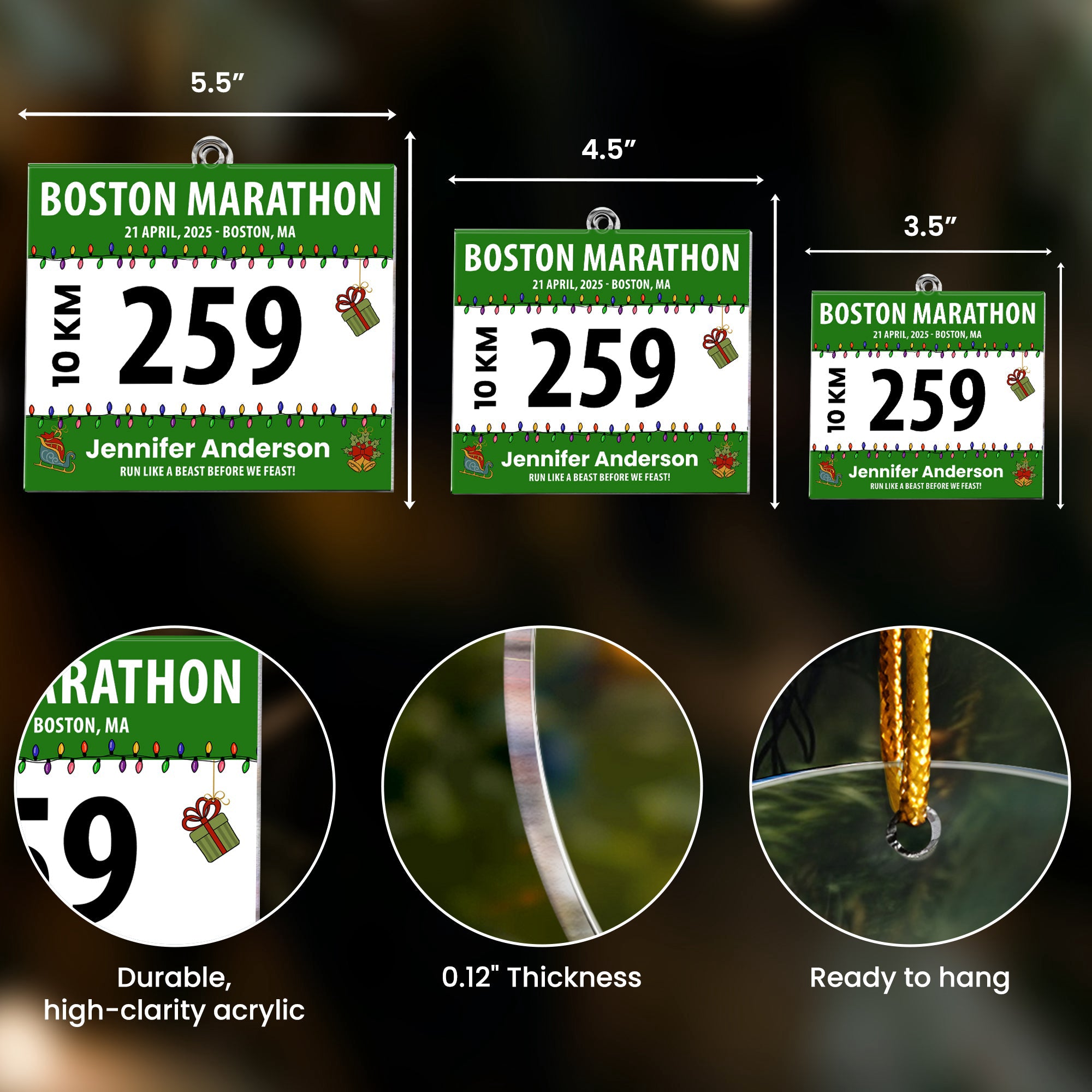 Race Bib For Runner - Personalized Acrylic Ornament