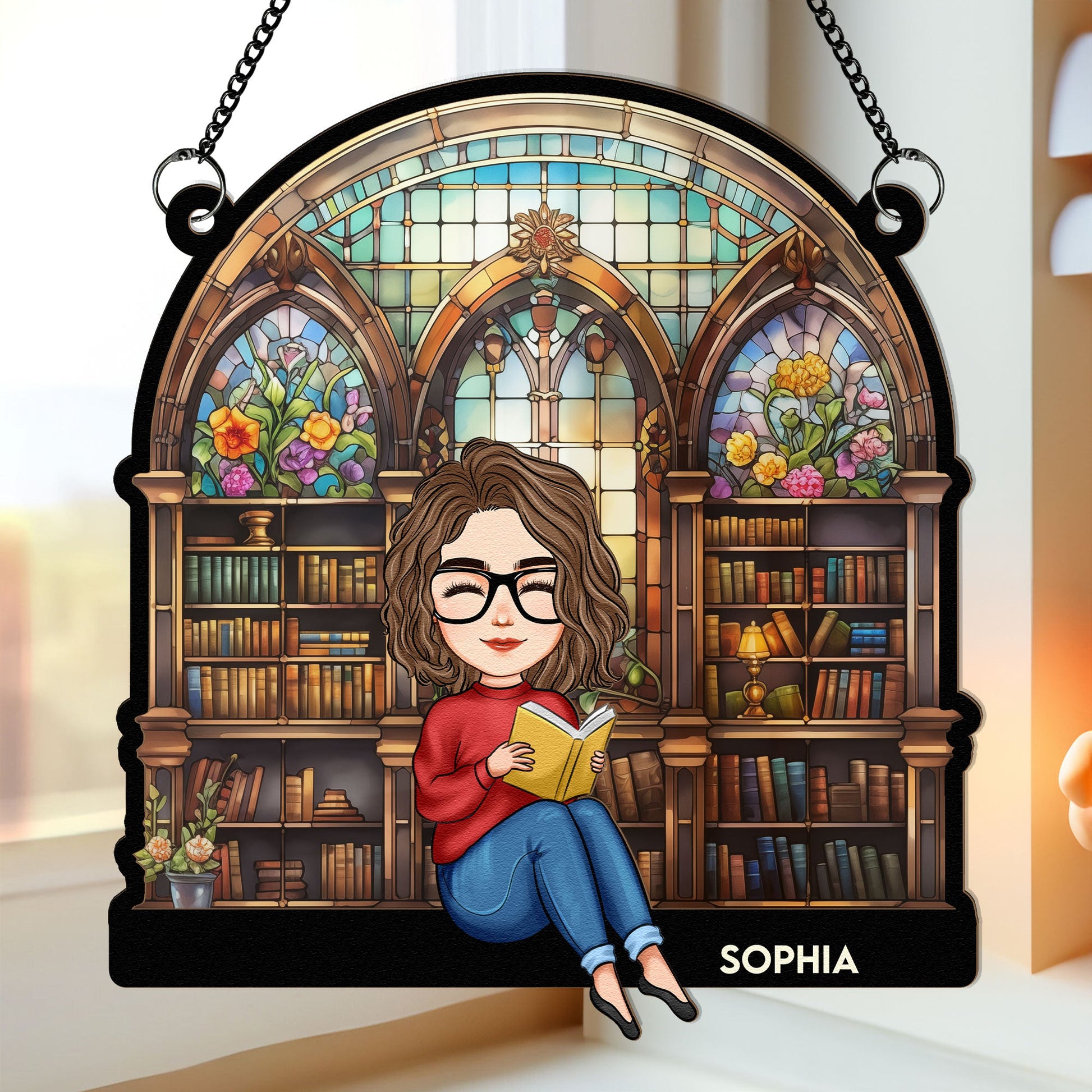 Reading-Book-New-Version-Personalized-Window-Hanging-Suncatcher-Ornament_1