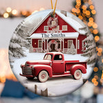 Red Barn, Red Truck Christmas - Personalized Ceramic Ornament