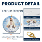 Safe In The Arms Of Jesus Memorial Christmas Ornament - Personalized Ceramic Photo Ornament