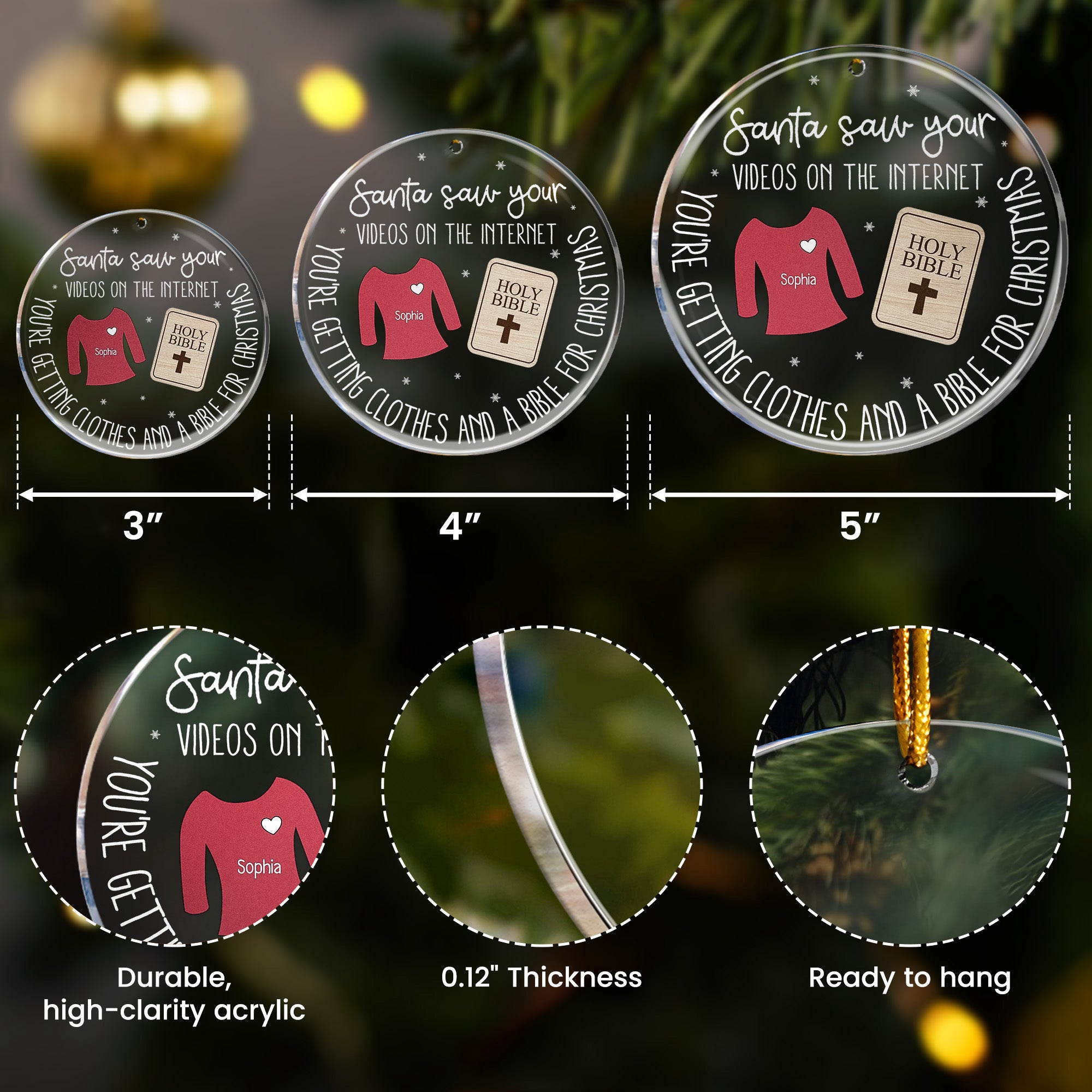 Santa Saw You, Funny Ornament - Personalized Acrylic Ornament