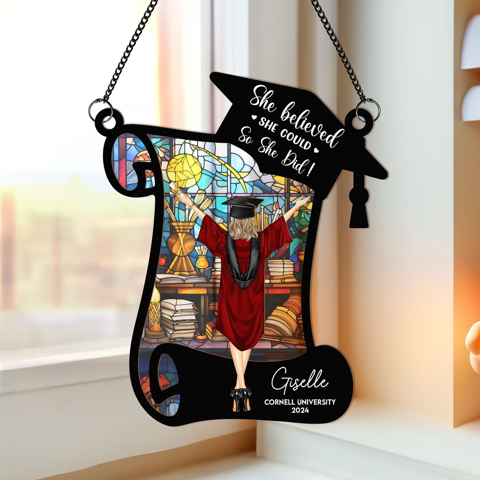She-Believed-She-Could-So-She-Did_-Personalized-Window-Hanging-Suncatcher-Ornament_1