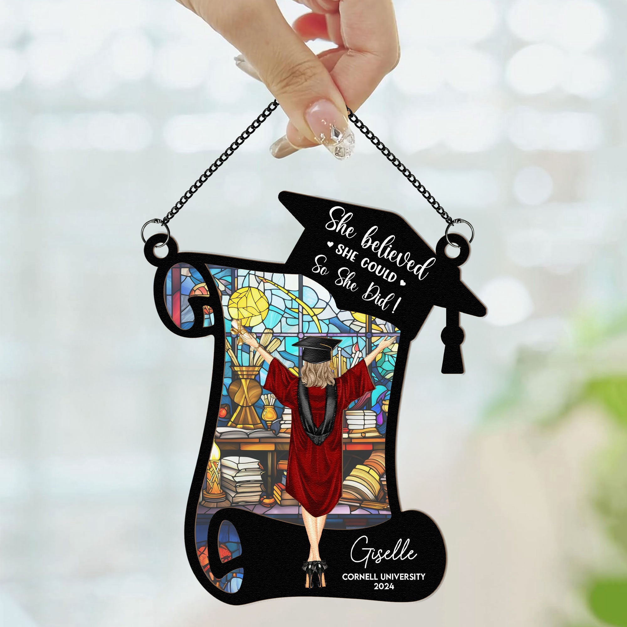 She-Believed-She-Could-So-She-Did_-Personalized-Window-Hanging-Suncatcher-Ornament_2