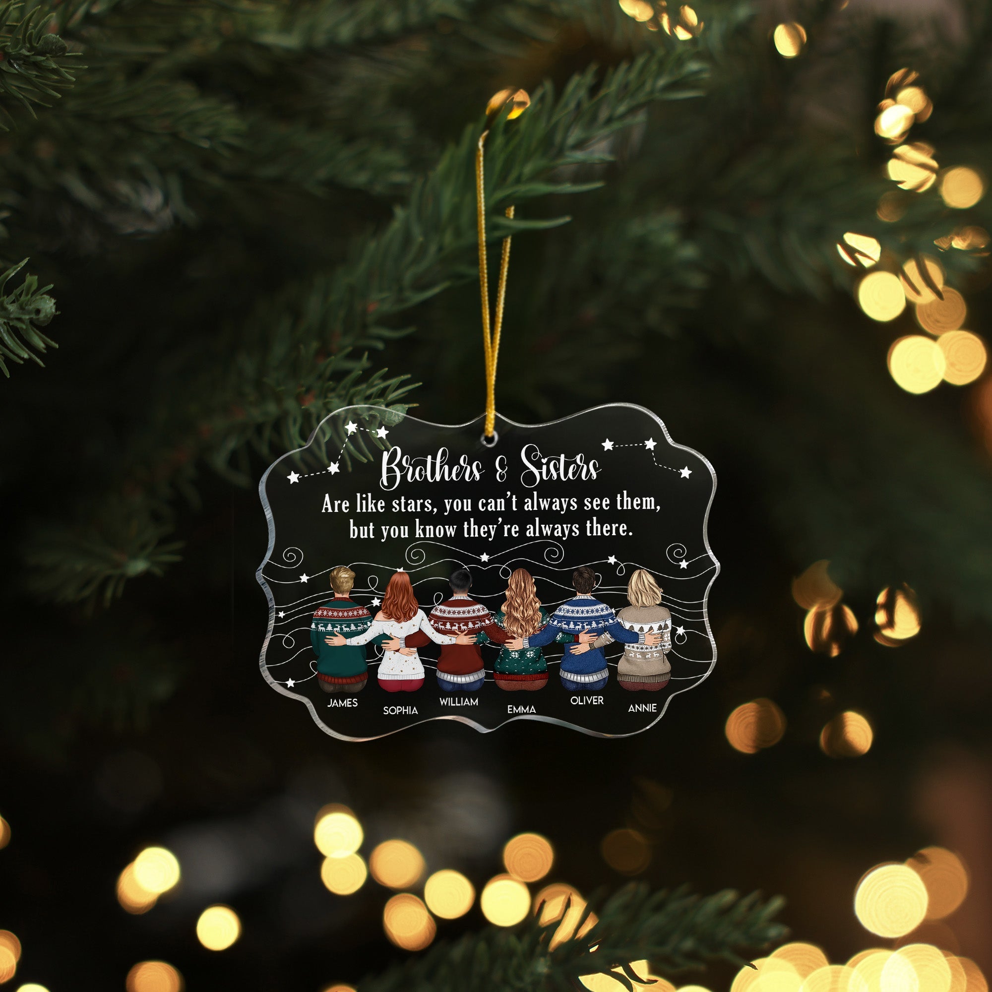 Siblings Are Like Stars You Know They’re Always There - Personalized Acrylic Ornament
