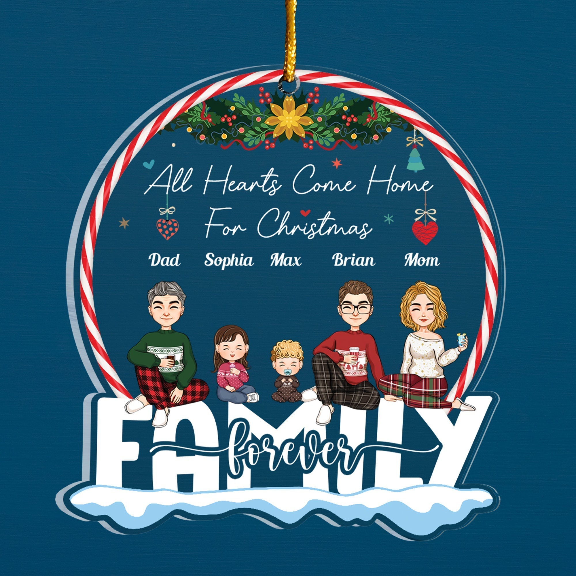 Siblings Forever Version 2 - Personalized Family Ornament - With Little Ones