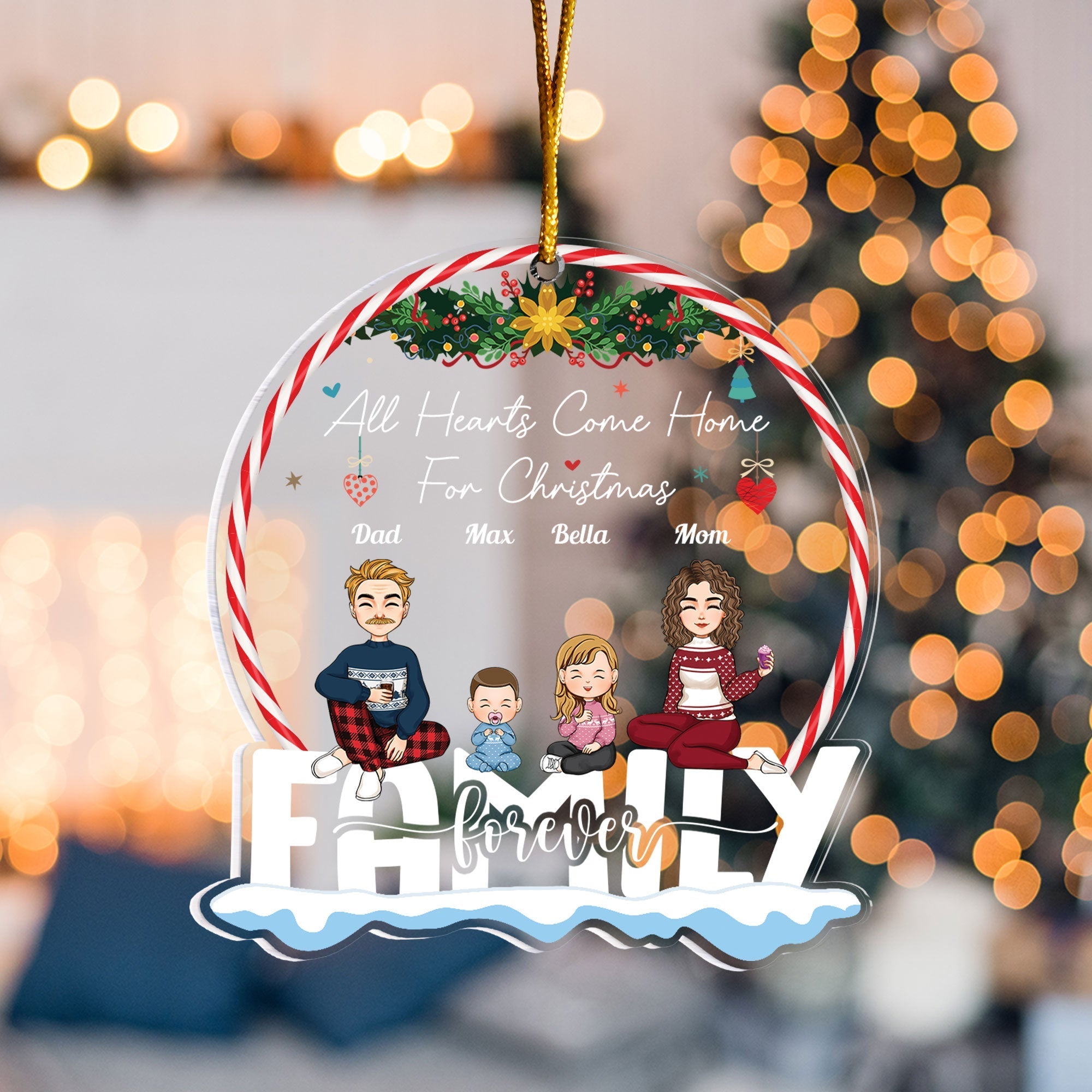 Siblings Forever Version 2 - Personalized Family Ornament - With Little Ones