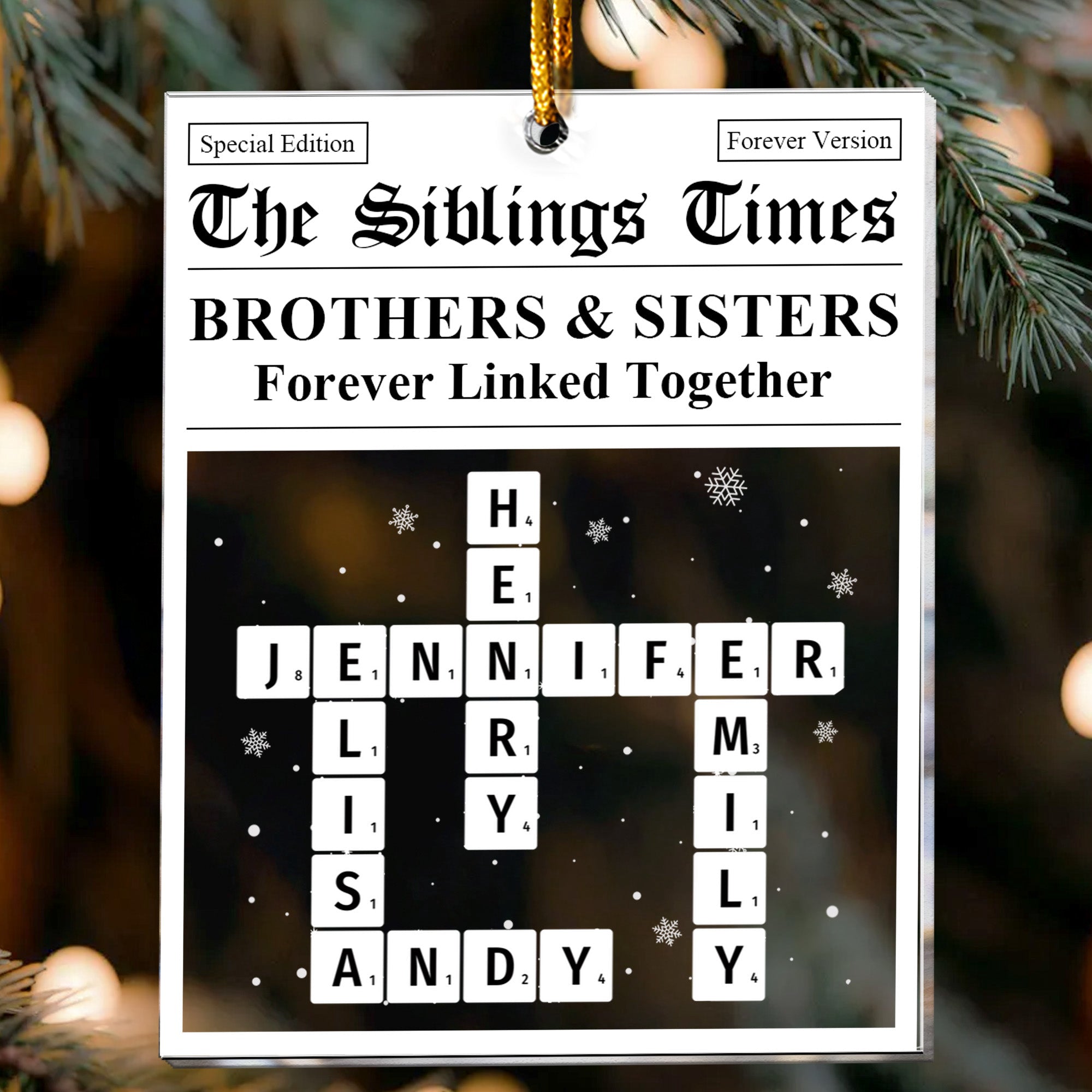 Siblings Times Scrabble Name - Personalized Acrylic Ornament