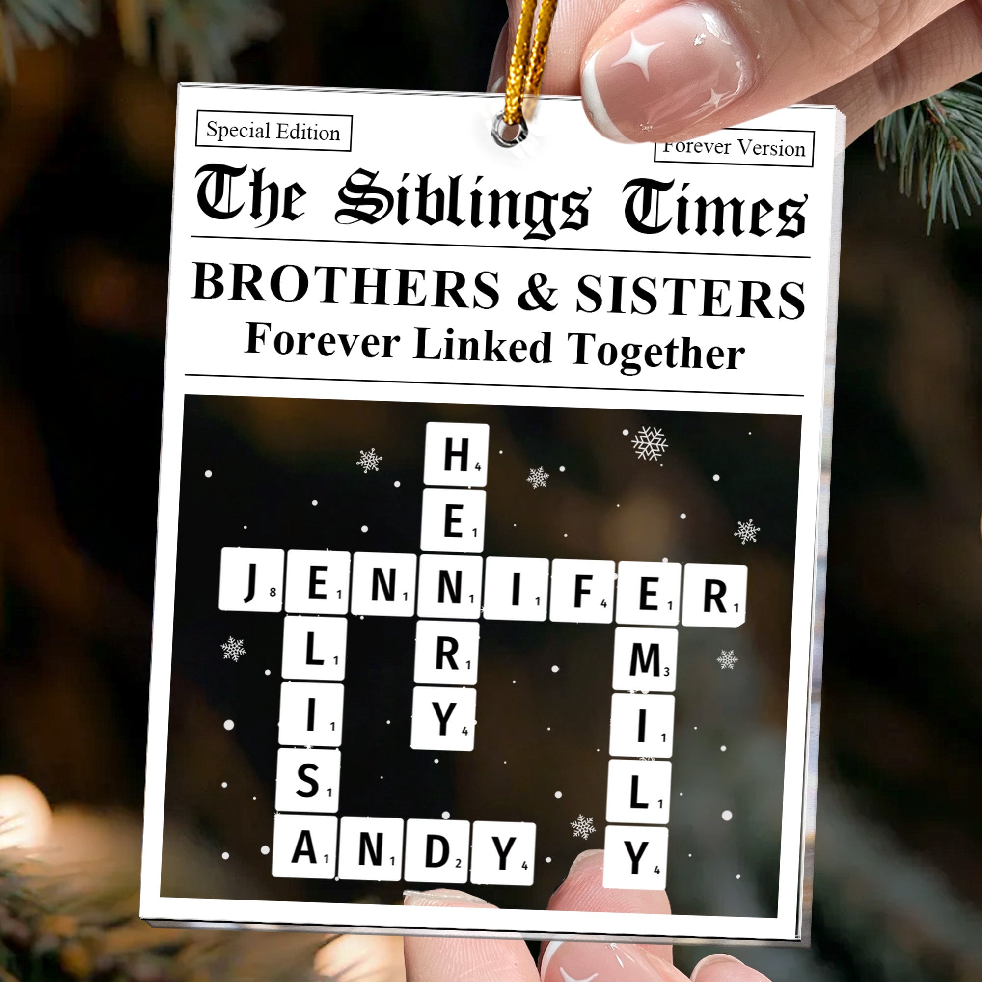 Siblings Times Scrabble Name - Personalized Acrylic Ornament