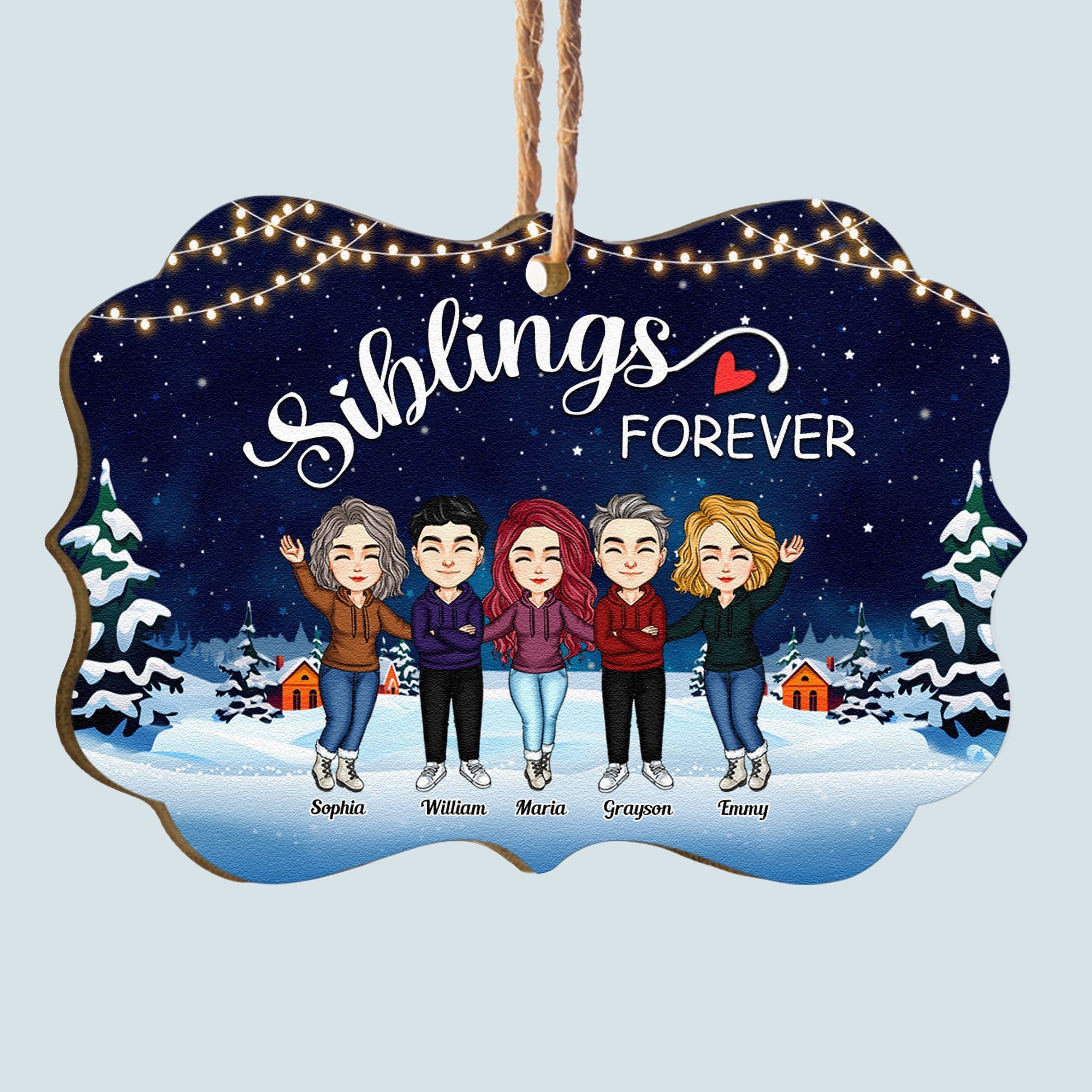 Siblings Forever - Personalized Aluminum/Wooden Ornament - Christmas Gift For Siblings, Family Members, Brothers And Sisters