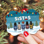 Sistas And Brothas Snowy Day - Personalized Aluminum Ornament - Christmas Gift Black Cultured Ornament For Friends And Siblings - Ugly Christmas Sweater Sitting
