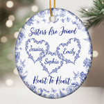 Sisters Are Joined Heart To Heart - Personalized Ceramic Ornament